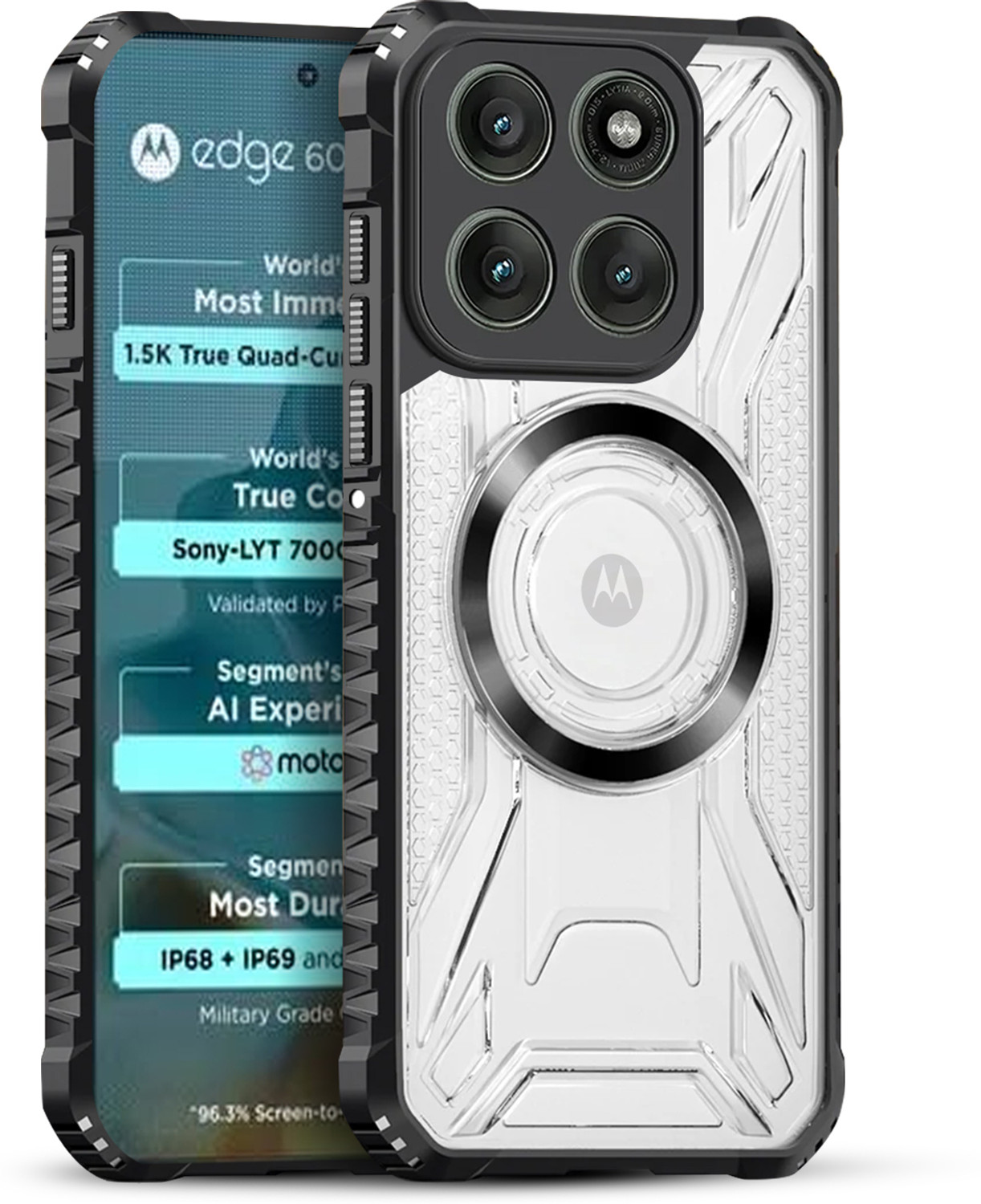Image of V-TAN Back Cover for Motorola Edge 60 pro (Blue, Shock Proof, Thermoplastic Polyurethane, Pack of: 1)