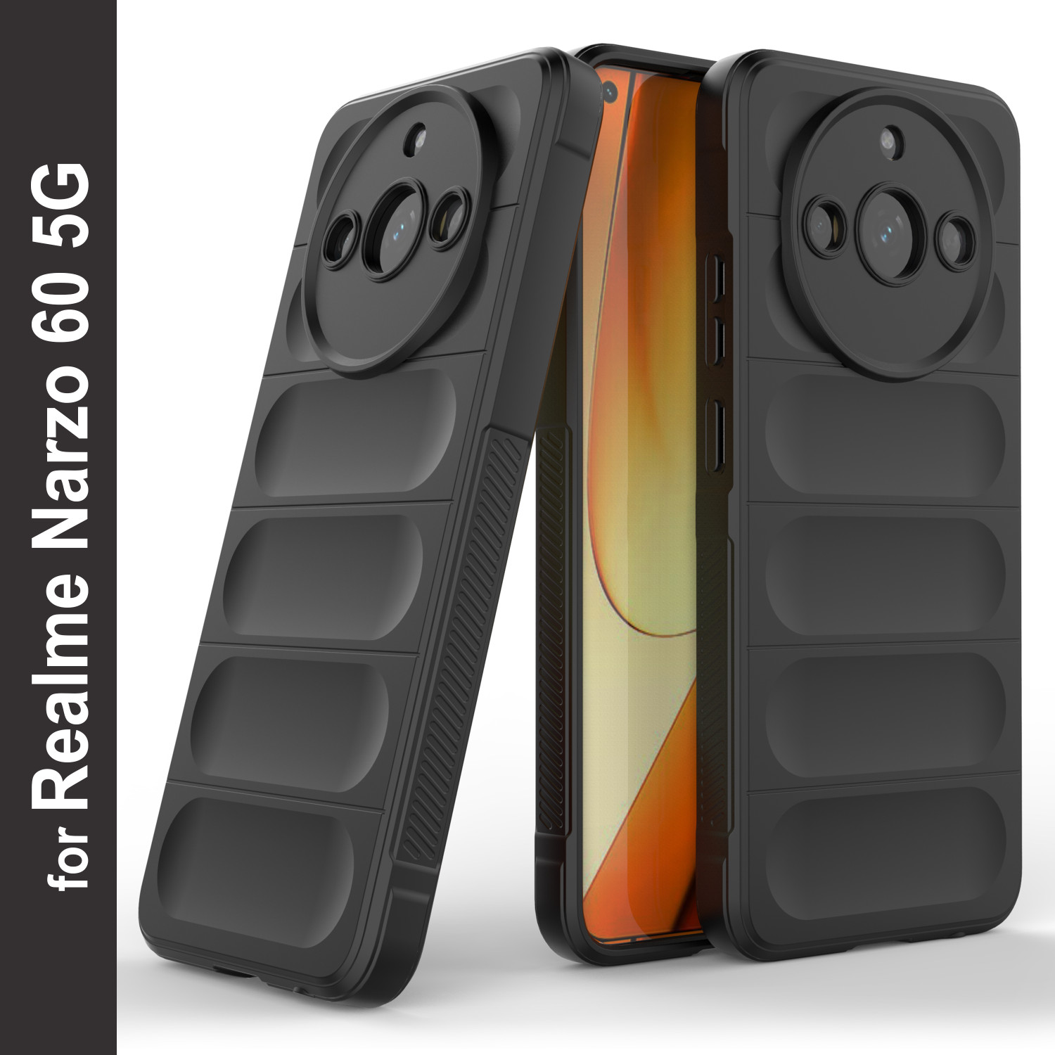 Image of Artistque Back Cover for Realme Narzo 60 5G (Black, Flexible, Silicon, Pack of: 1)