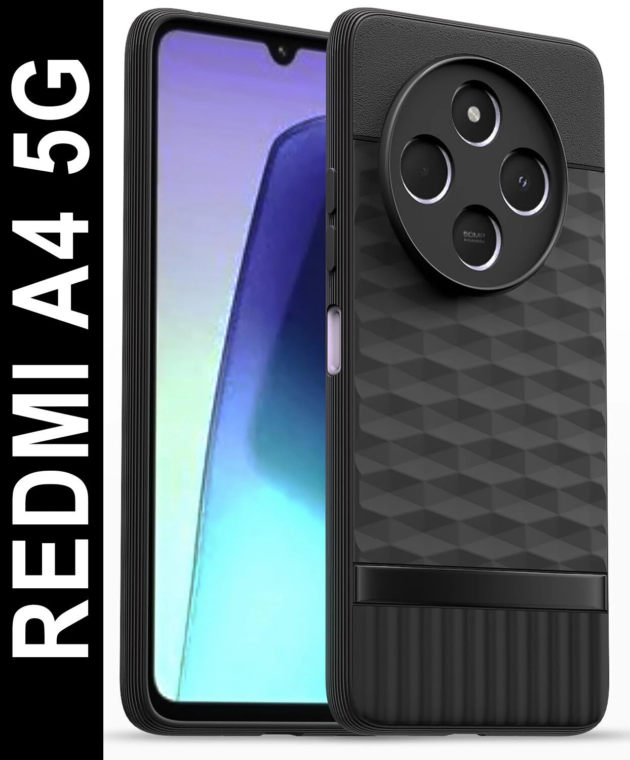 Image of HUPSHY Back Cover for REDMI A4 5G (Black, Flexible, Silicon, Pack of: 1)