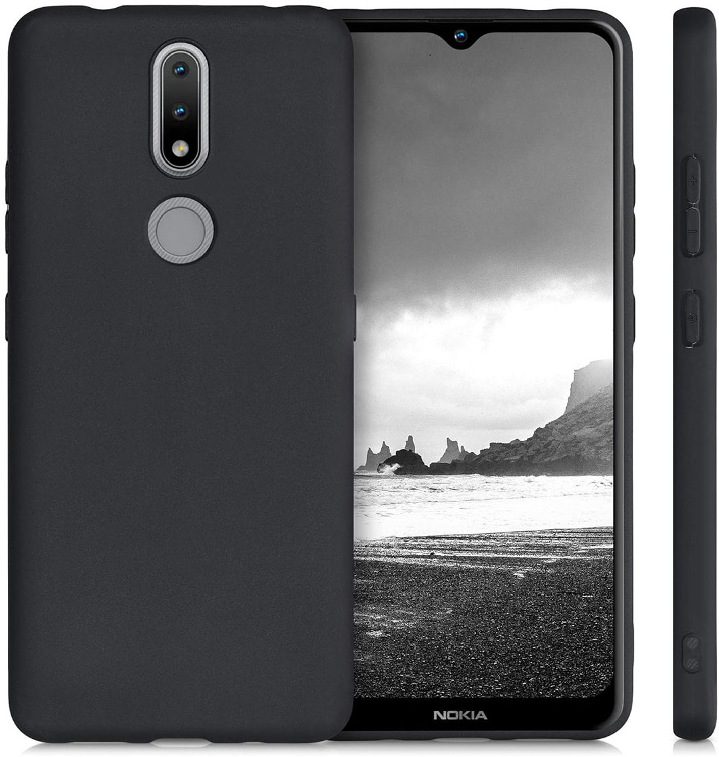 Image of ASMANTIC Back Cover for Nokia 2.4 (Black, Grip Case, Silicon, Pack of: 1)