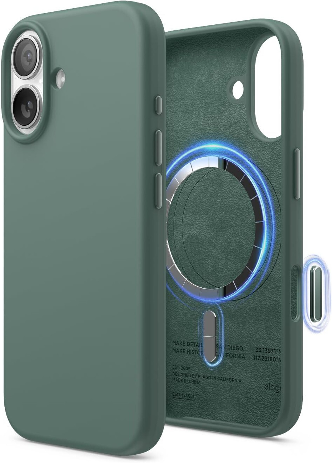Image of GIRIND Protective Case for iPhone 17, MagSafe Silky Soft Touch, Shock Absorbing Silicone Case Camera Lens Protection (Green, Silicon, Pack of: 1)