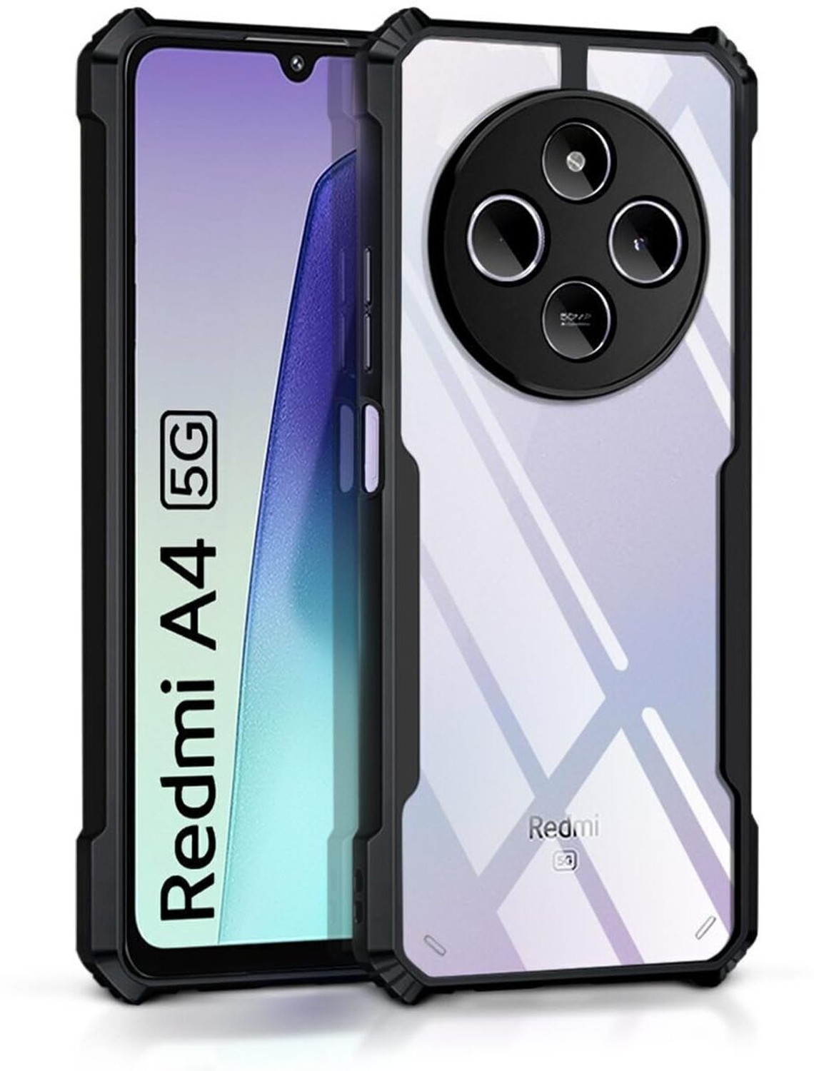 Image of HUPSHY Back Cover for REDMI A4 5G (Black, Flexible, Silicon, Pack of: 1)