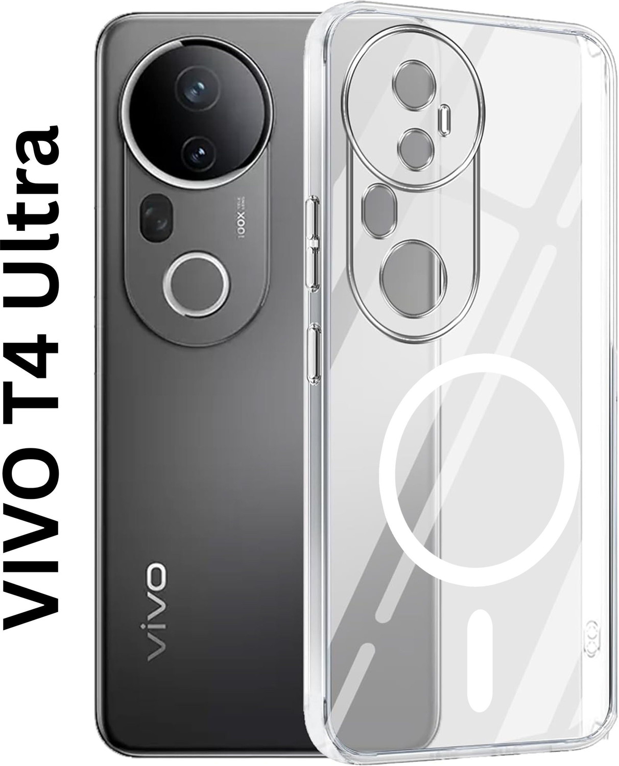 Image of DRYLBEET Back Cover for VIVO T4 Ultra, Magnetic Transparent Case, Crystal Clear Case, Anti Yellow case (Transparent, Magsafe, Thermoplastic Polyurethane)