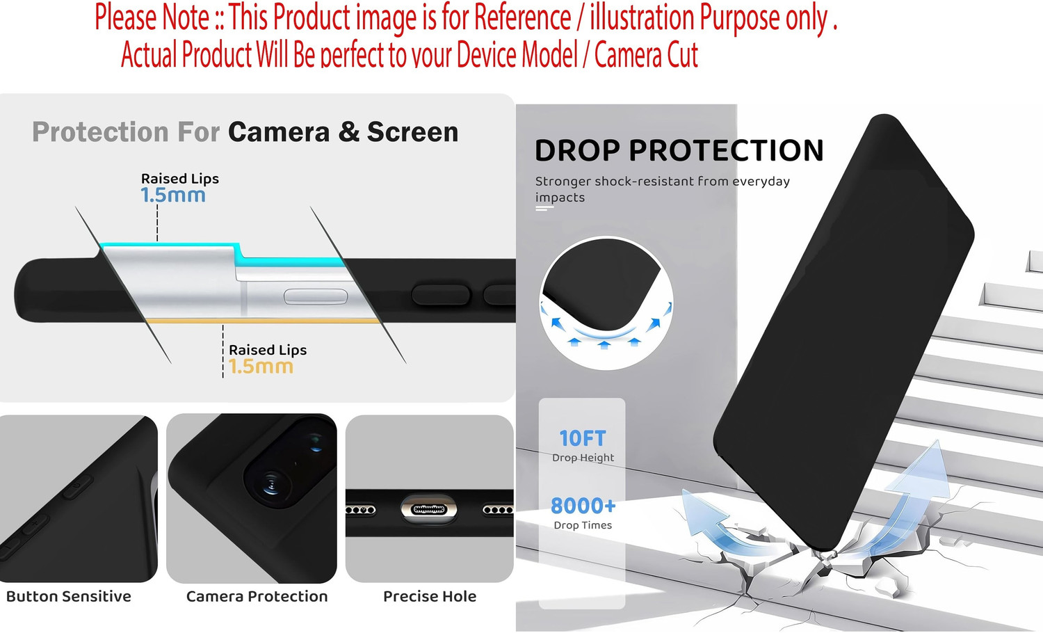 Image of S-Hardline Back Cover for Google Pixel 7 Pro, Premium Liquid Silicon Case (Black, Silicon, Pack of: 1)
