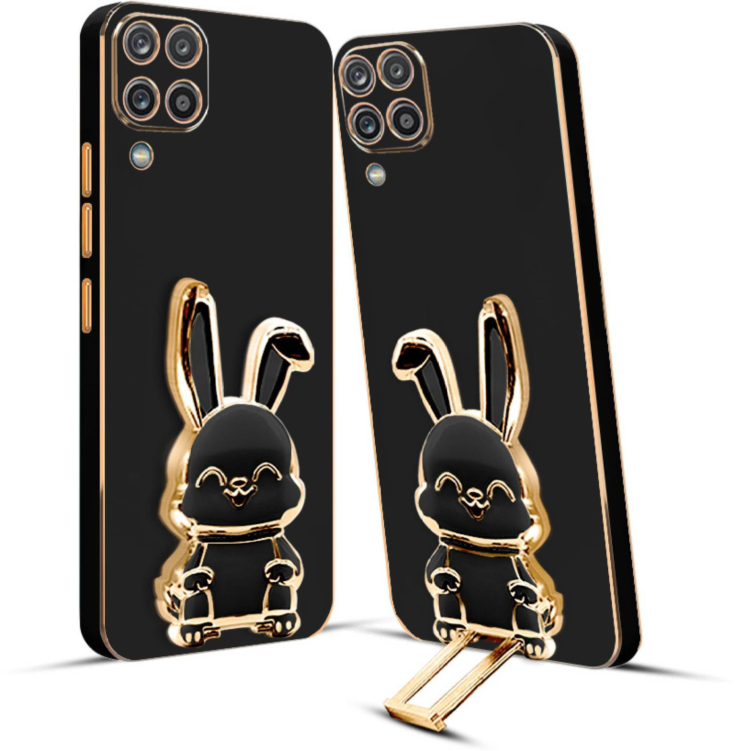 Image of RESOURIS Back Cover for SAMSUNG Galaxy M33, SAMSUNG Galaxy M33 5G (Black, Gold, Cases with Holder, Polycarbonate, Pack of: 1)