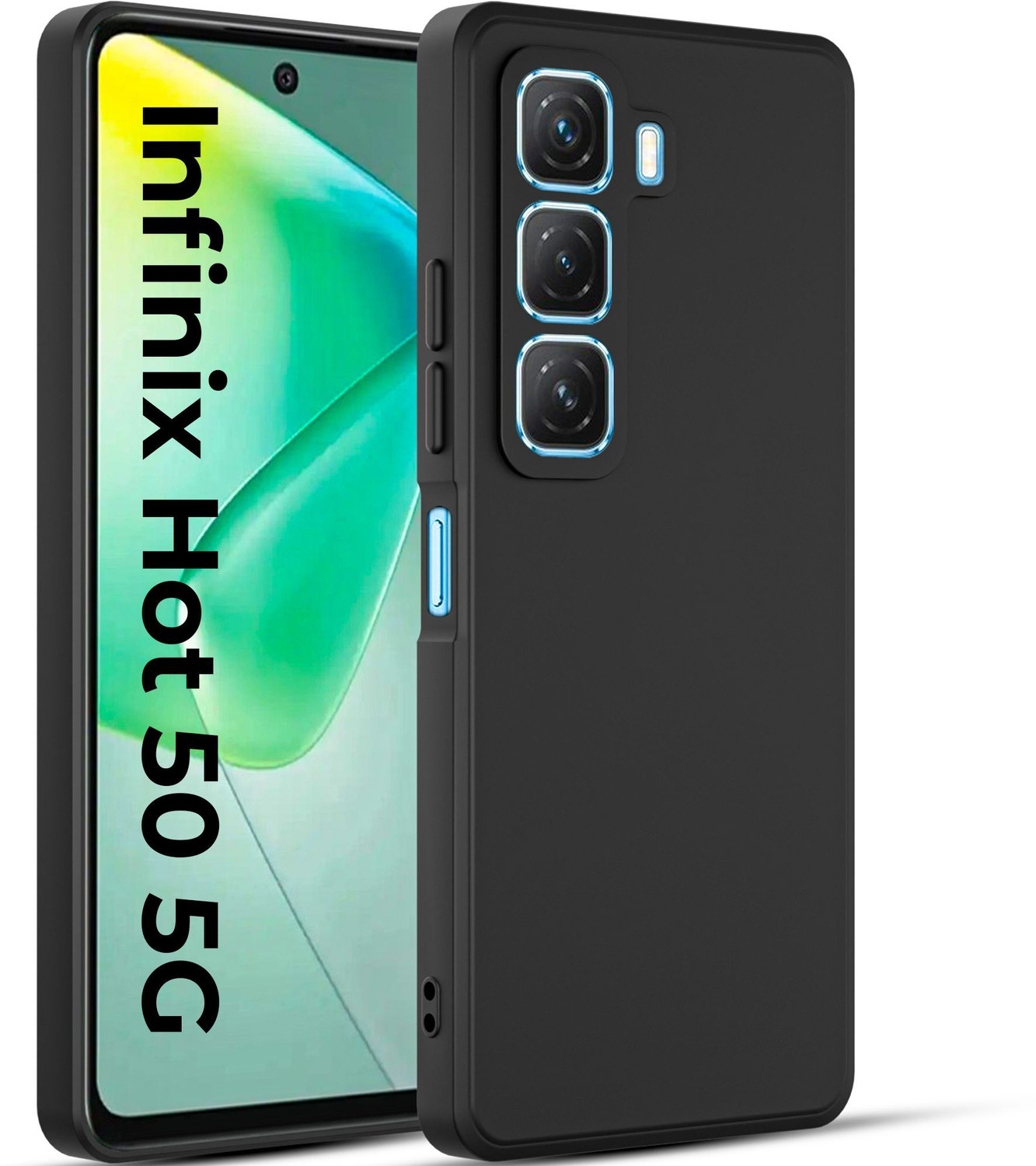 Artistque Back Cover for Infinix Hot 50 5G, Black, Flexible Silicon - Image 1