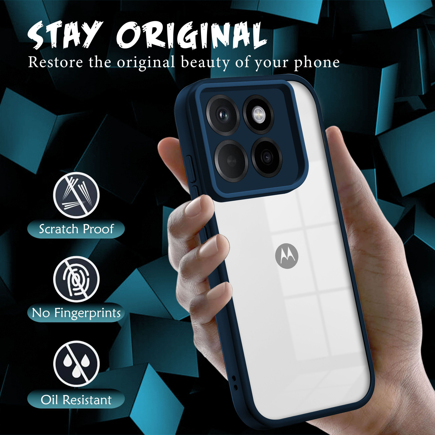 Image of V-TAN Back Cover for Motorola Edge 60 pro (Blue, Shock Proof, Thermoplastic Polyurethane, Pack of: 1)
