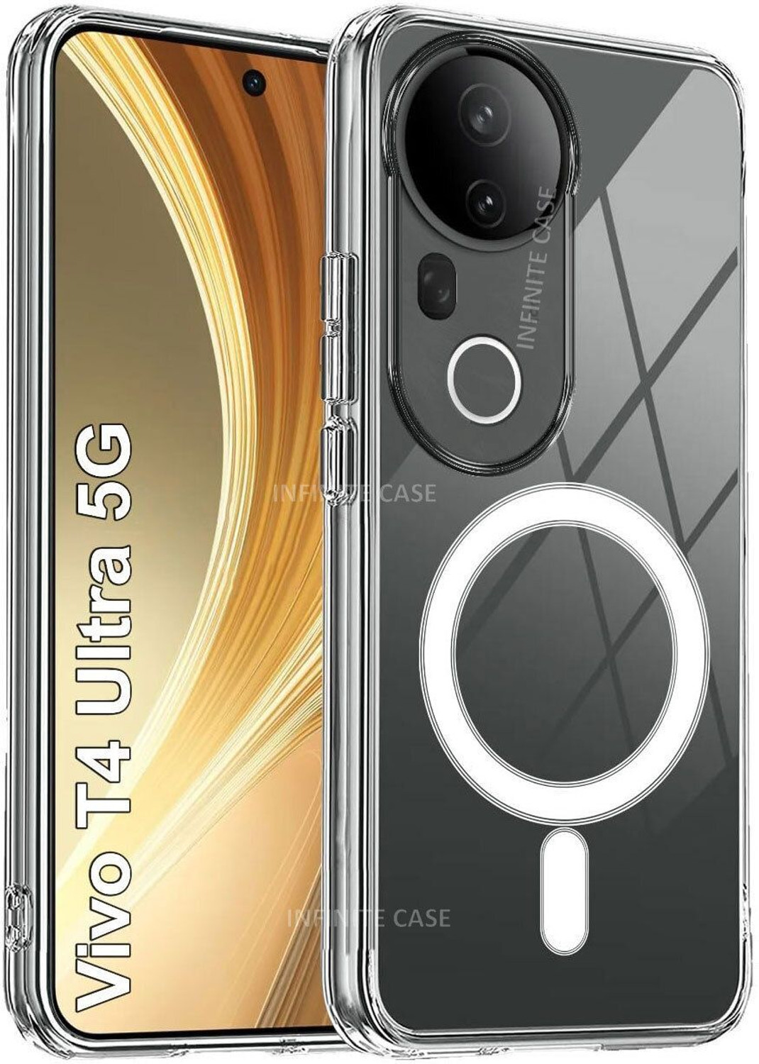 Image of DRYLBEET Back Cover for VIVO T4 Ultra, Magnetic Transparent Case, Crystal Clear Case, Anti Yellow case (Transparent, Magsafe, Thermoplastic Polyurethane)