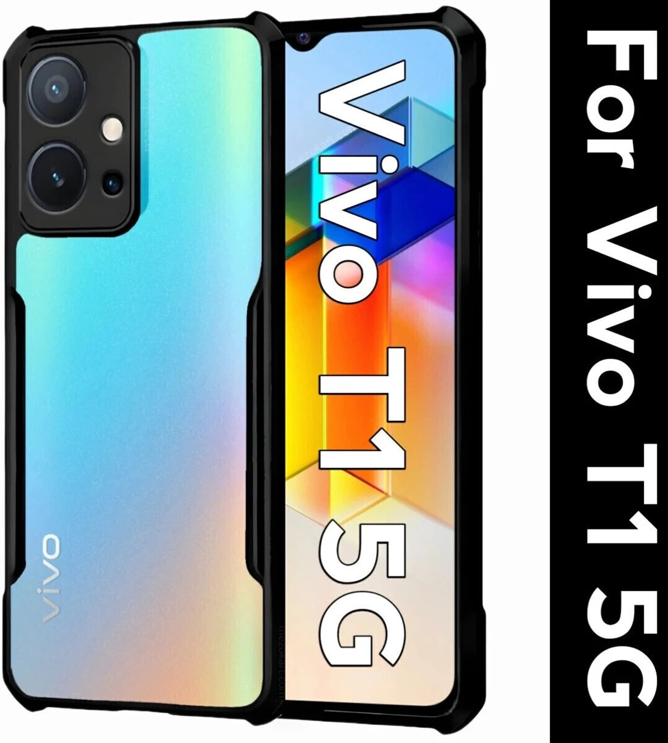 Image of MOBIRUSH Back Cover for Vivo T1 5G / Y75 5G (Blue, Cases with Holder, Thermoplastic Polyurethane, Pack of: 1)