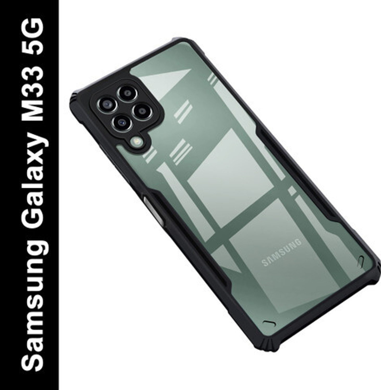 Image of RESOURIS Back Cover for SAMSUNG Galaxy M33, SAMSUNG Galaxy M33 5G (Black, Gold, Cases with Holder, Polycarbonate, Pack of: 1)
