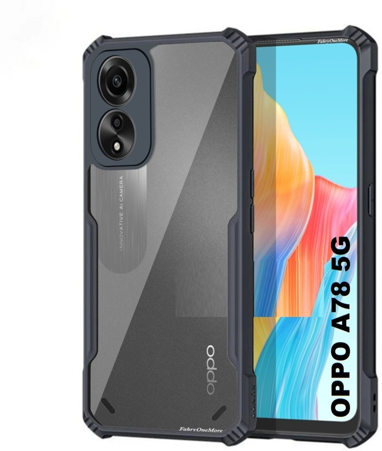 Image of BlazeTech Back Cover for Oppo A78 5G (Transparent, Shock Proof, Plastic, Silicon, Pack of: 1)