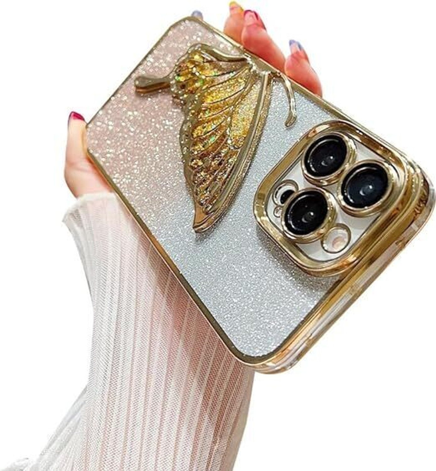 Image of AmericHome Back Cover for Iphone 15 pro max (Gold, Pack of: 1)