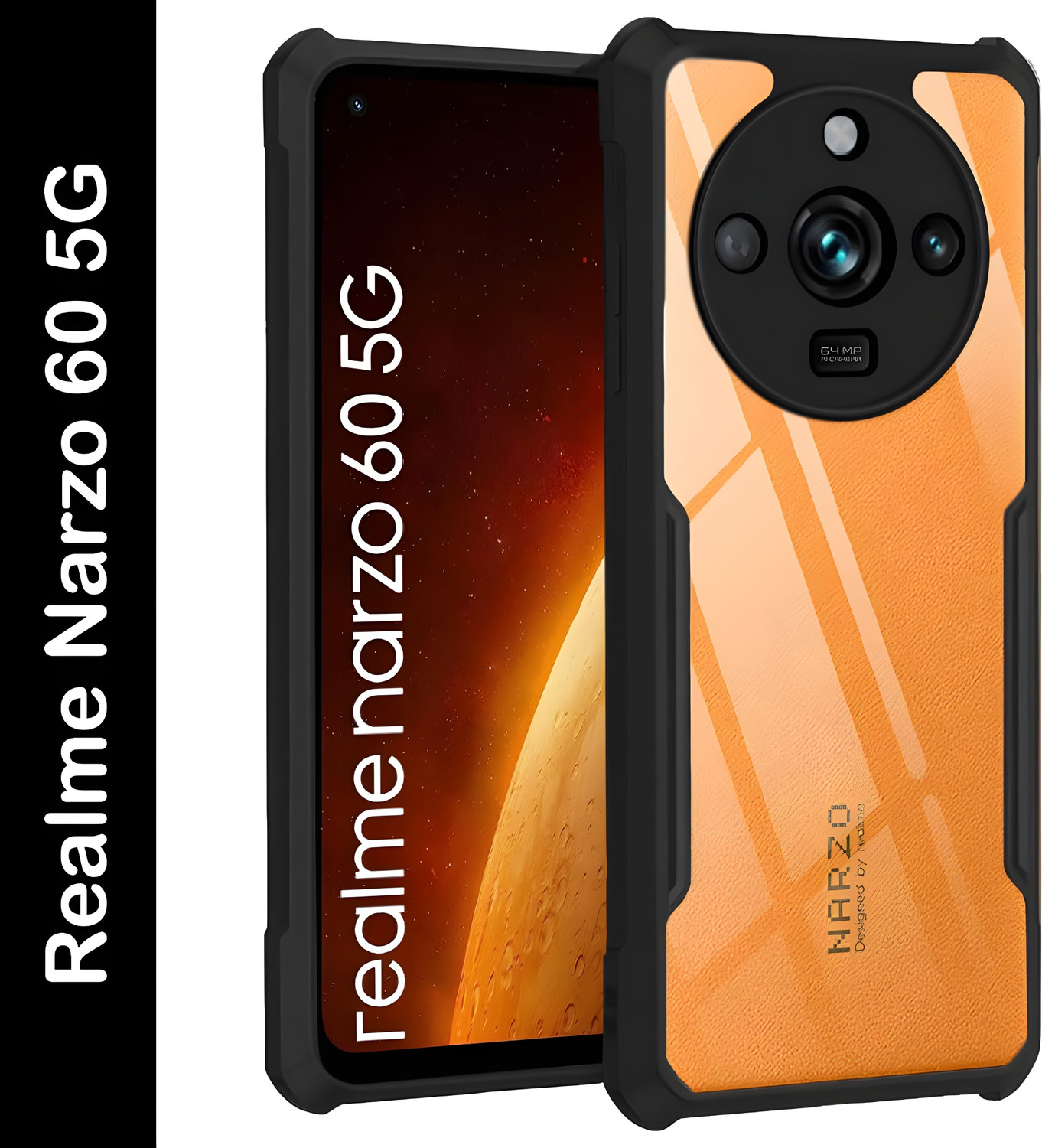 Image of Artistque Back Cover for Realme Narzo 60 5G (Black, Flexible, Silicon, Pack of: 1)