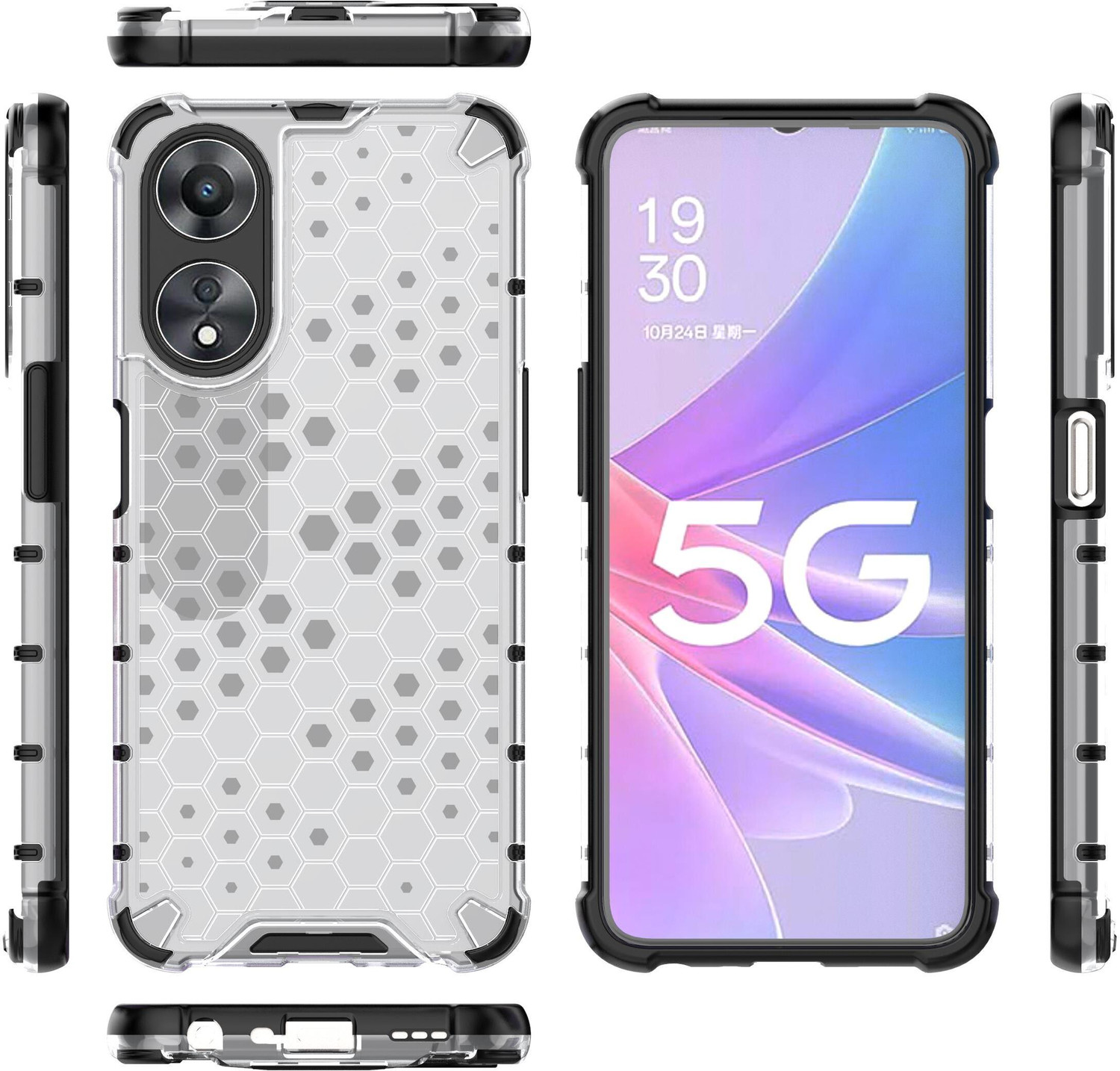 Image of BlazeTech Back Cover for Oppo A78 5G (Transparent, Shock Proof, Plastic, Silicon, Pack of: 1)