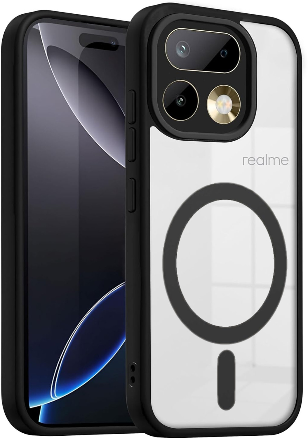 Image of ONCRAVES Back Cover for Realme 16 Pro Plus 5G | Matte (Black, Transparent, Matte Finish, Plastic, Pack of: 1)