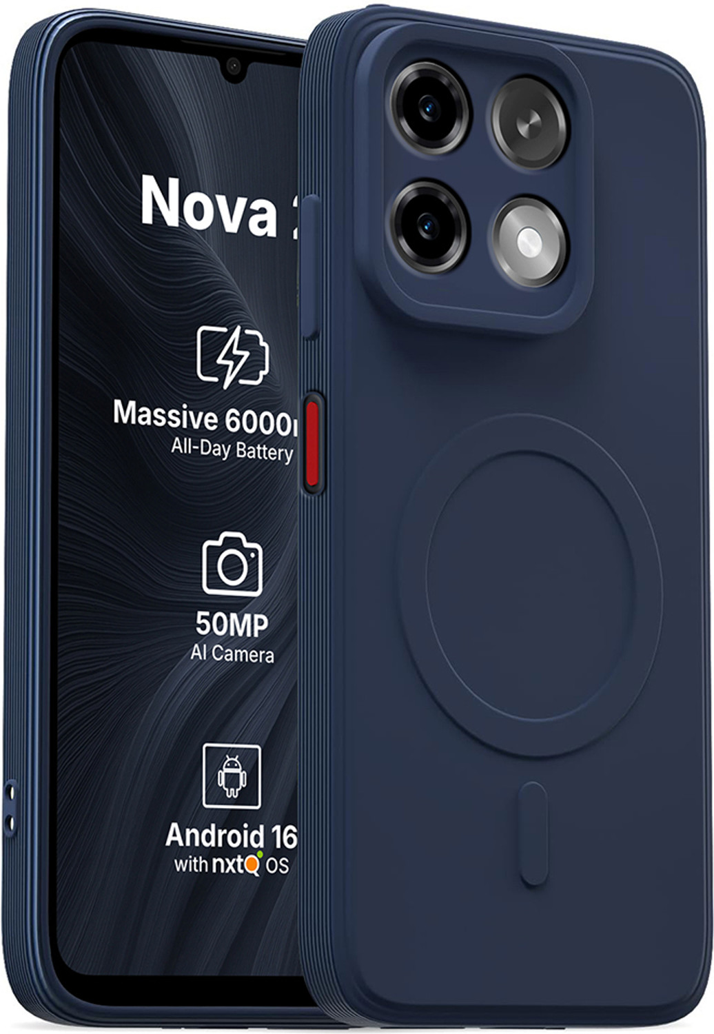 Casotec Back Cover for Ai+ Nova 2 5G, Blue, Matte Finish, Silicon - Image 1
