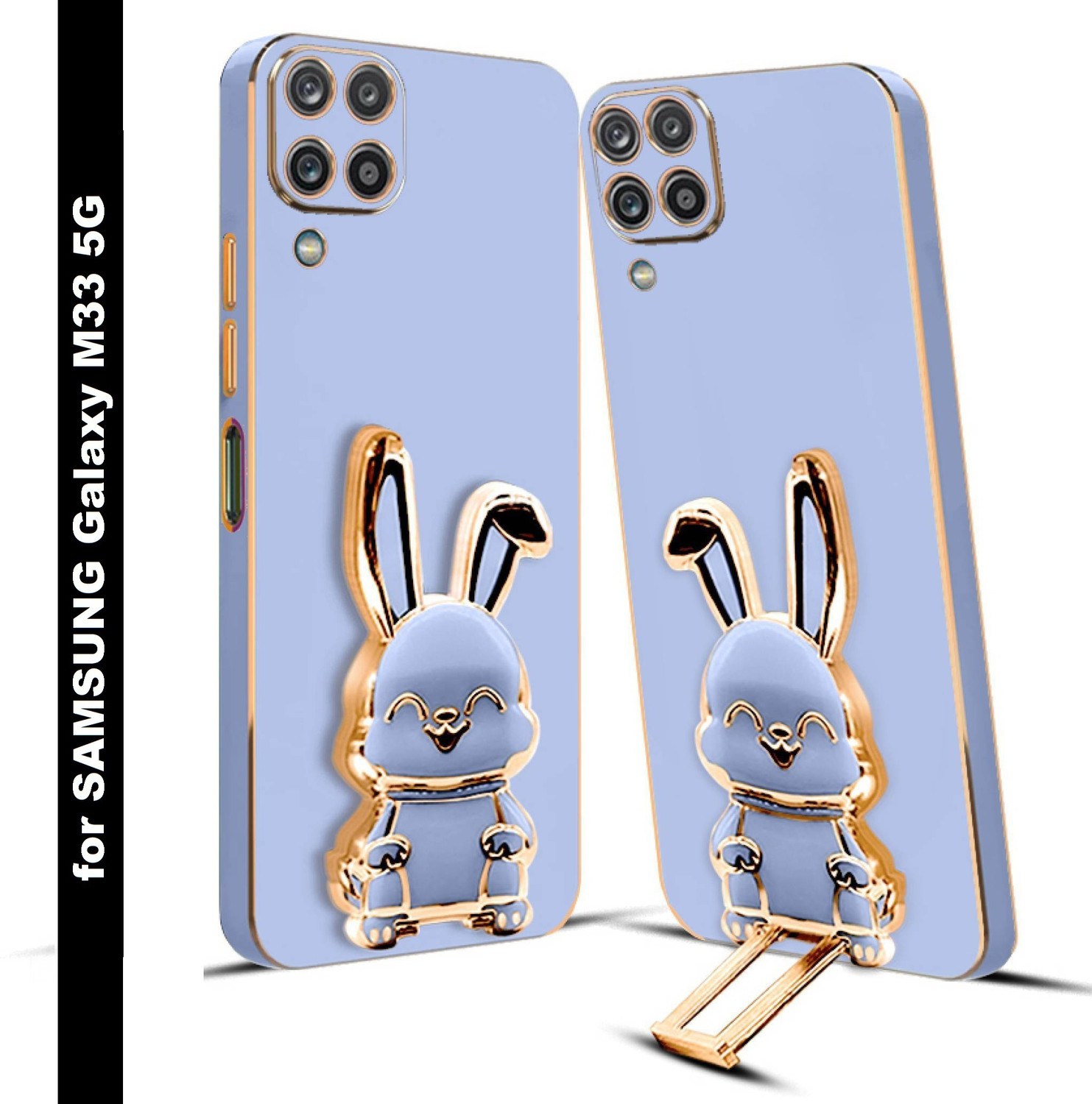 Image of RESOURIS Back Cover for SAMSUNG Galaxy M33, SAMSUNG Galaxy M33 5G (Black, Gold, Cases with Holder, Polycarbonate, Pack of: 1)
