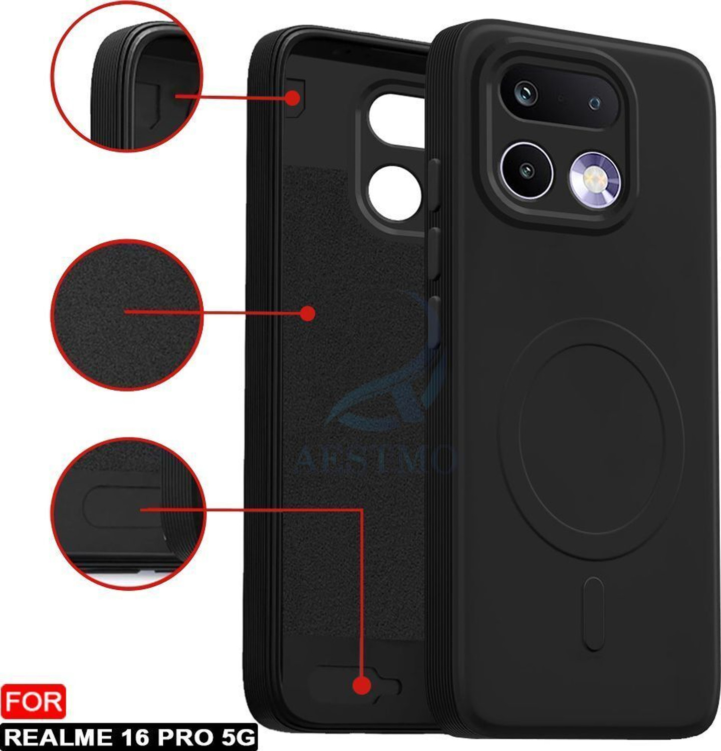 Image of ONCRAVES Back Cover for Realme 16 Pro Plus 5G | Matte (Black, Transparent, Matte Finish, Plastic, Pack of: 1)