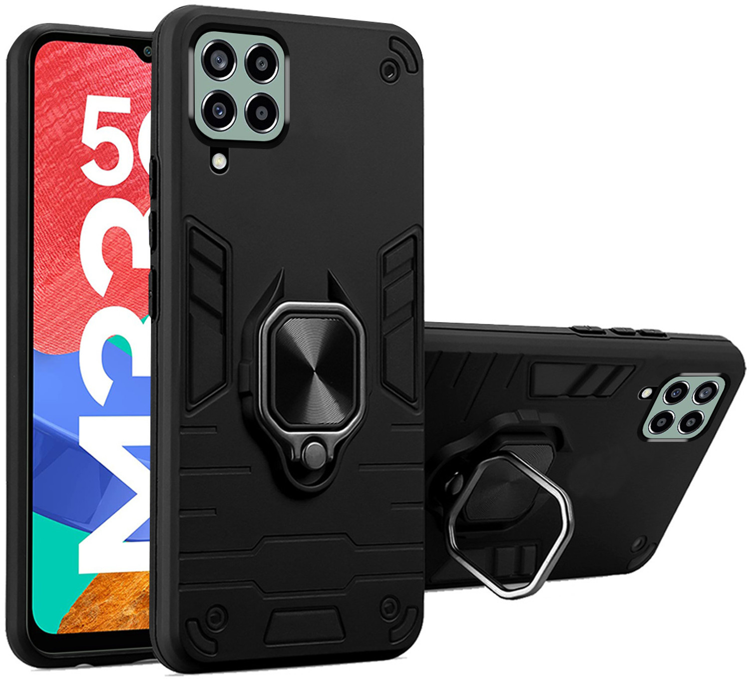 Image of RESOURIS Back Cover for SAMSUNG Galaxy M33, SAMSUNG Galaxy M33 5G (Black, Gold, Cases with Holder, Polycarbonate, Pack of: 1)