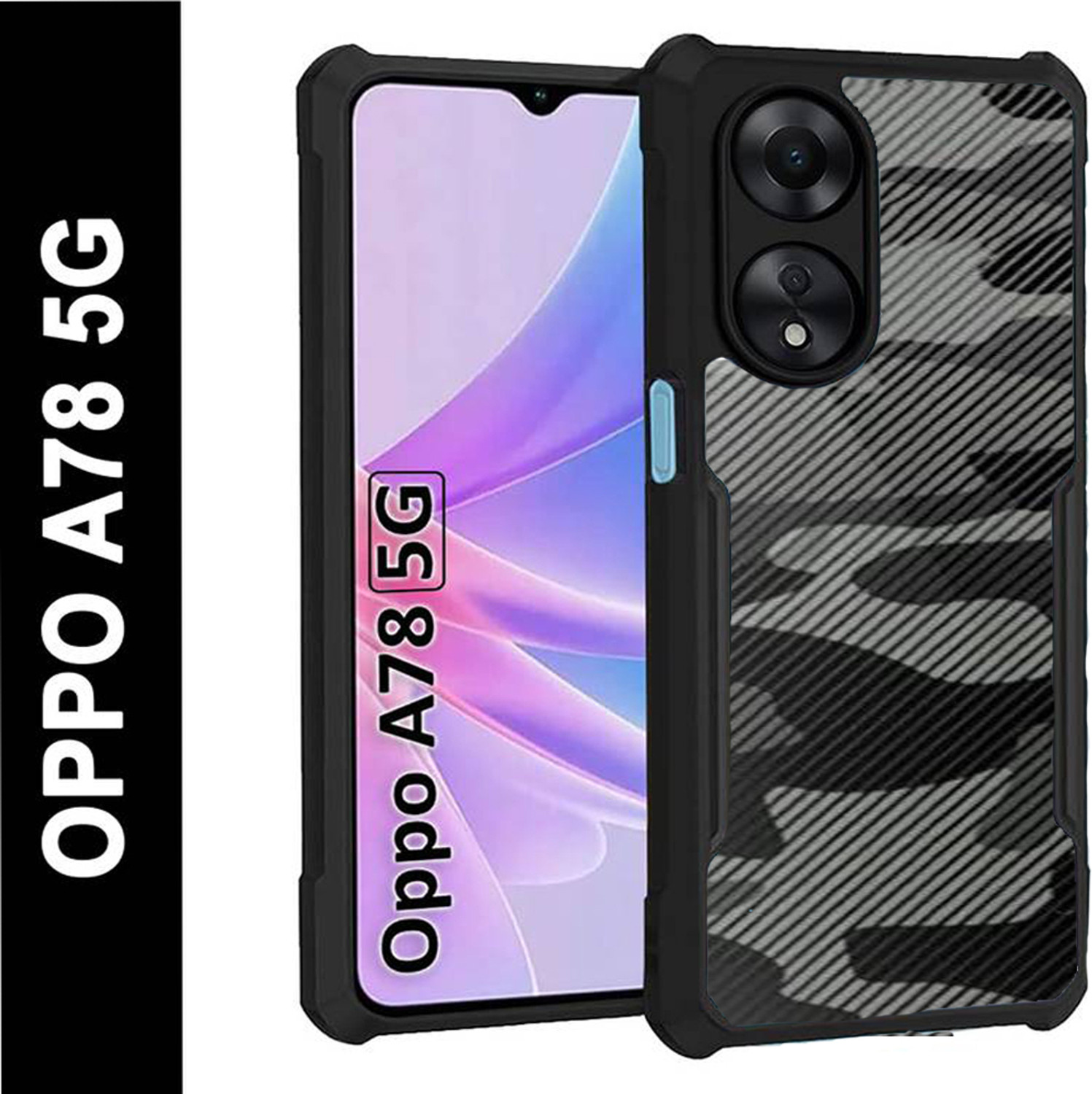 Image of BlazeTech Back Cover for Oppo A78 5G (Transparent, Shock Proof, Plastic, Silicon, Pack of: 1)
