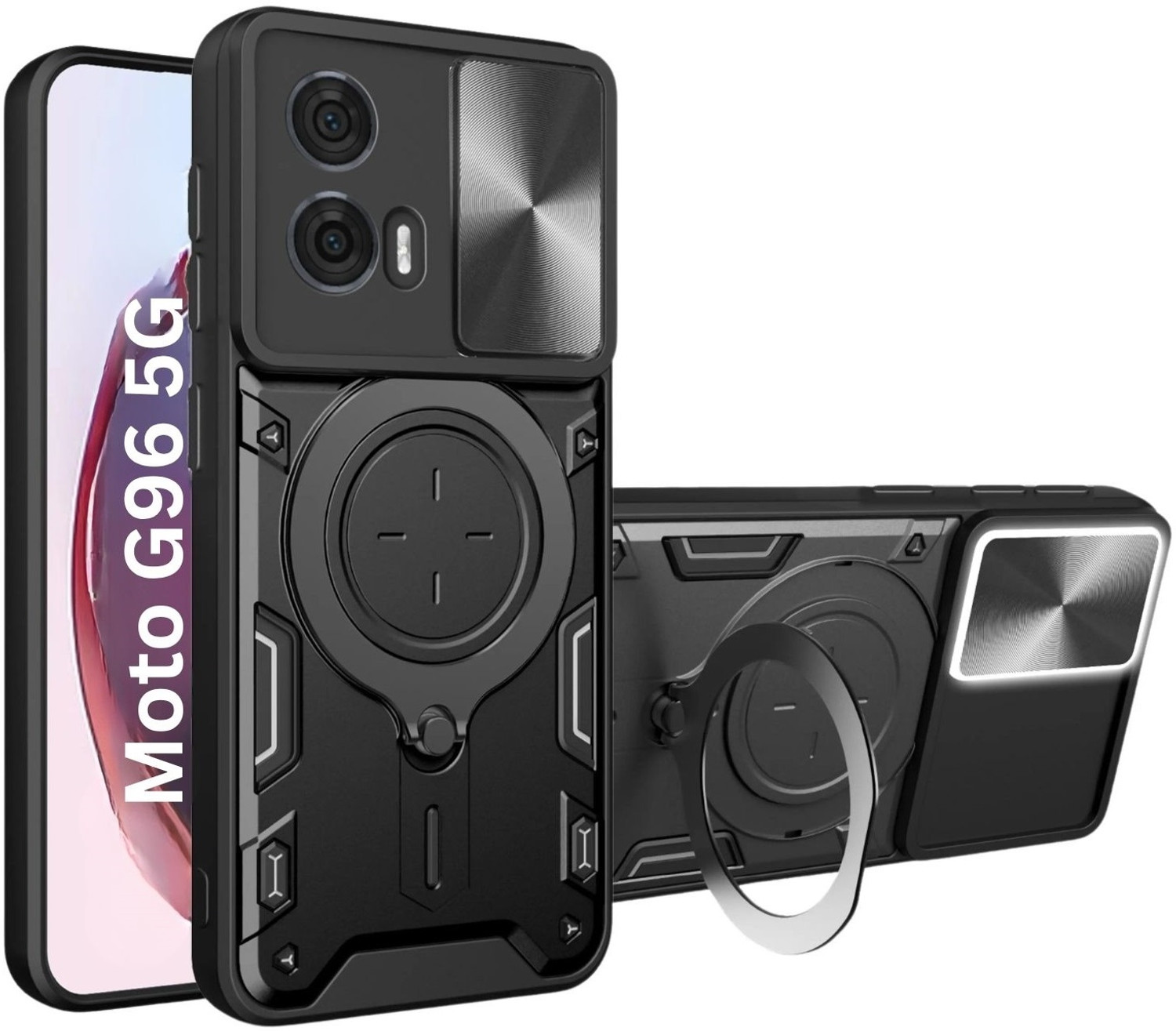 Fablue Back Cover for Motorola G96 5G (Black, Rugged Armor, Fiber, Pack of: 1) - Image 1
