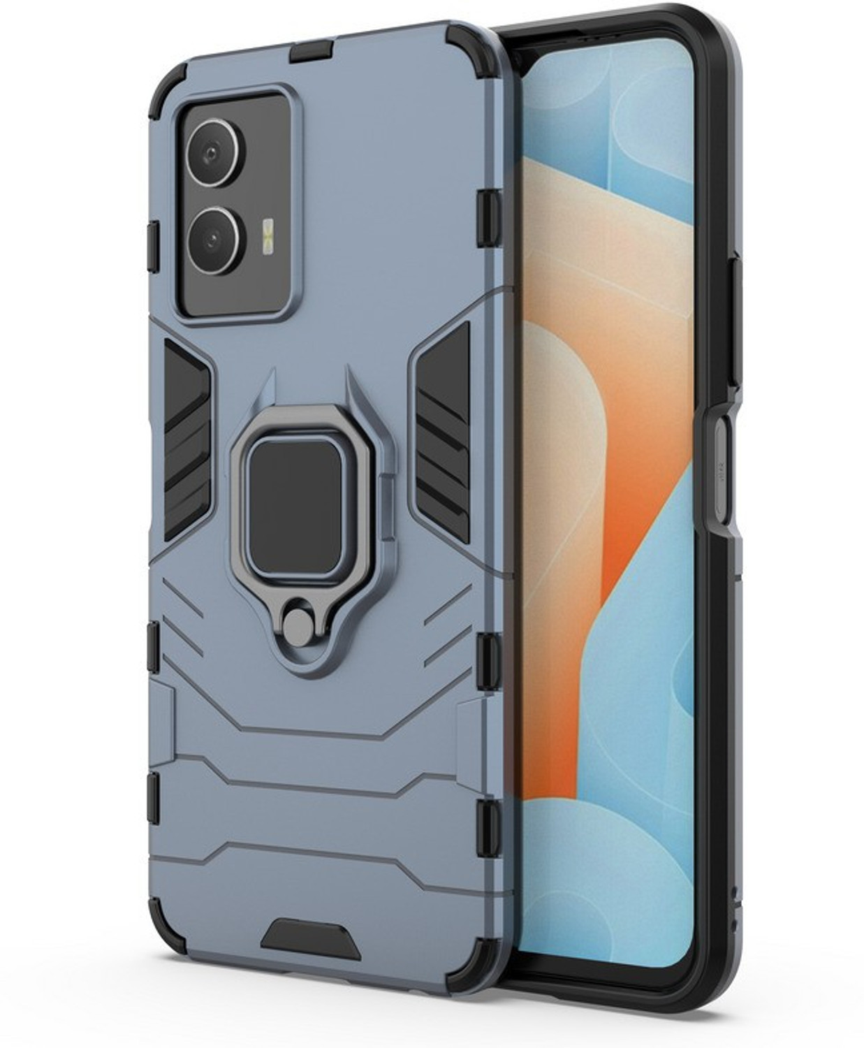 Image of MOBIRUSH Back Cover for Vivo T1 5G / Y75 5G (Blue, Cases with Holder, Thermoplastic Polyurethane, Pack of: 1)