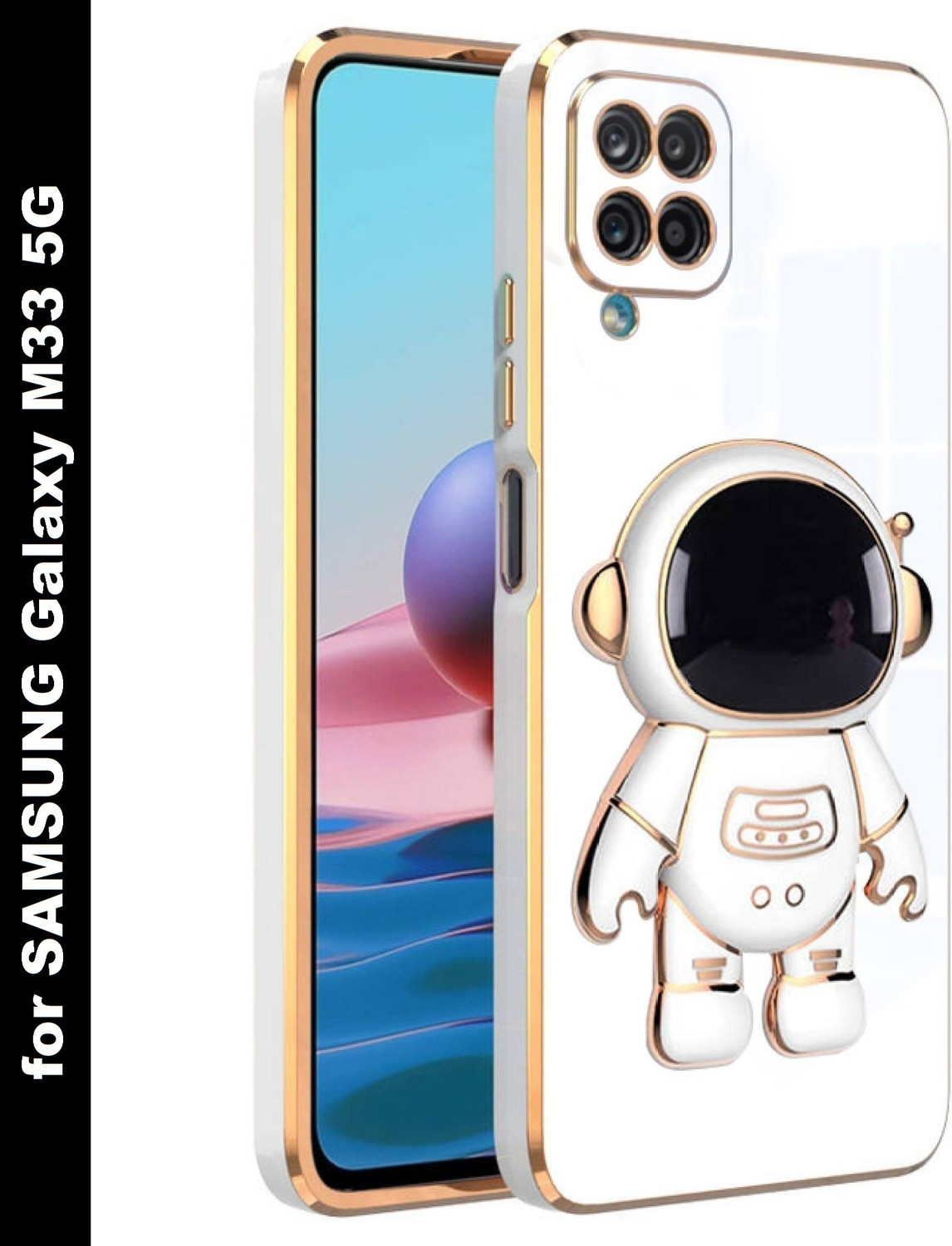 Image of RESOURIS Back Cover for SAMSUNG Galaxy M33, SAMSUNG Galaxy M33 5G (Black, Gold, Cases with Holder, Polycarbonate, Pack of: 1)