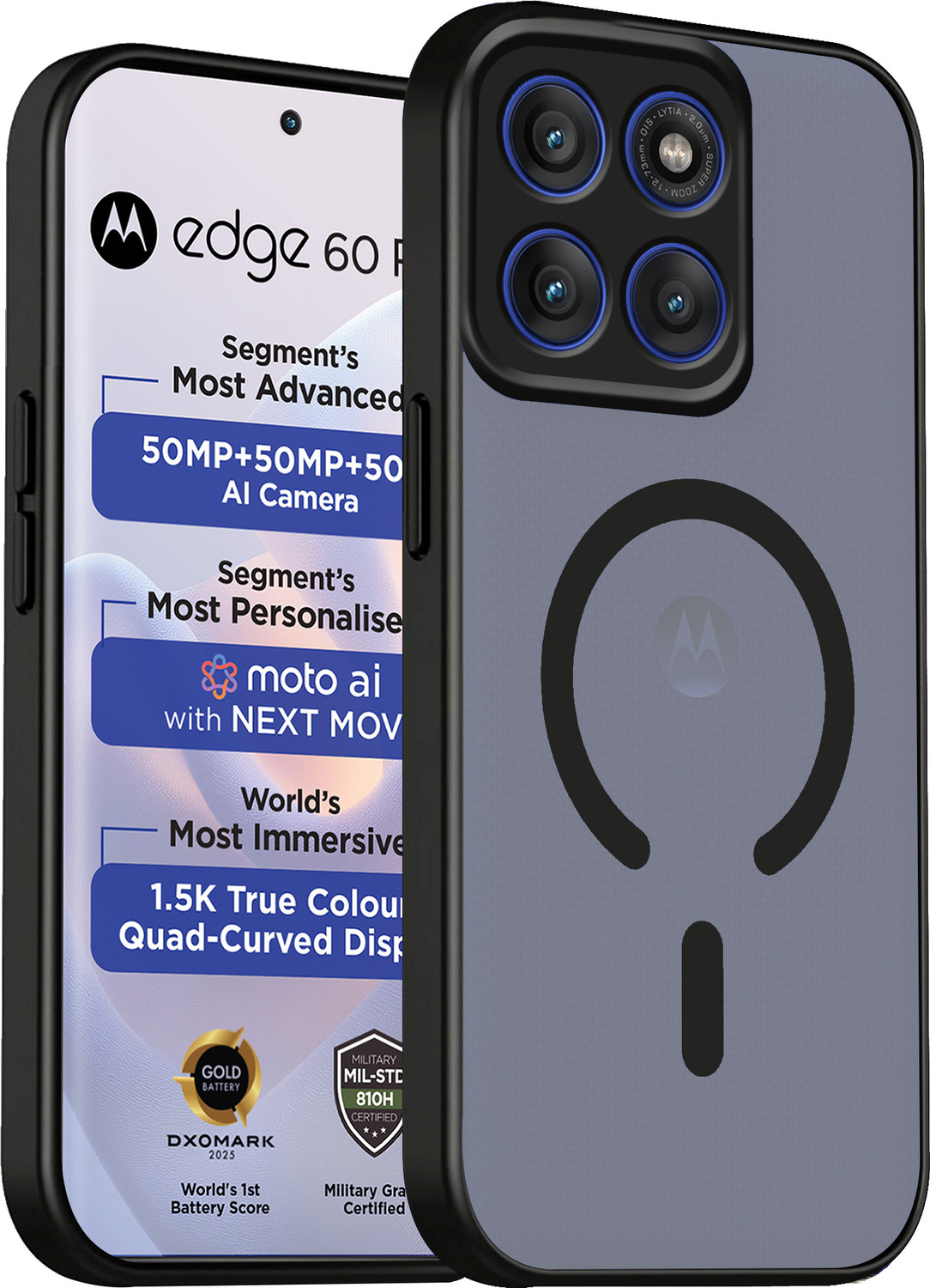 Image of V-TAN Back Cover for Motorola Edge 60 pro (Blue, Shock Proof, Thermoplastic Polyurethane, Pack of: 1)