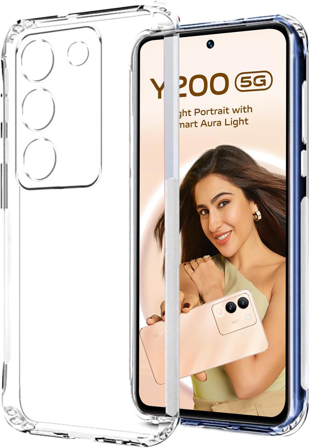 Image of Wellchoice Back Cover for vivo Y200e 5G (Transparent, Grip Case, Rubber, Pack of: 1)