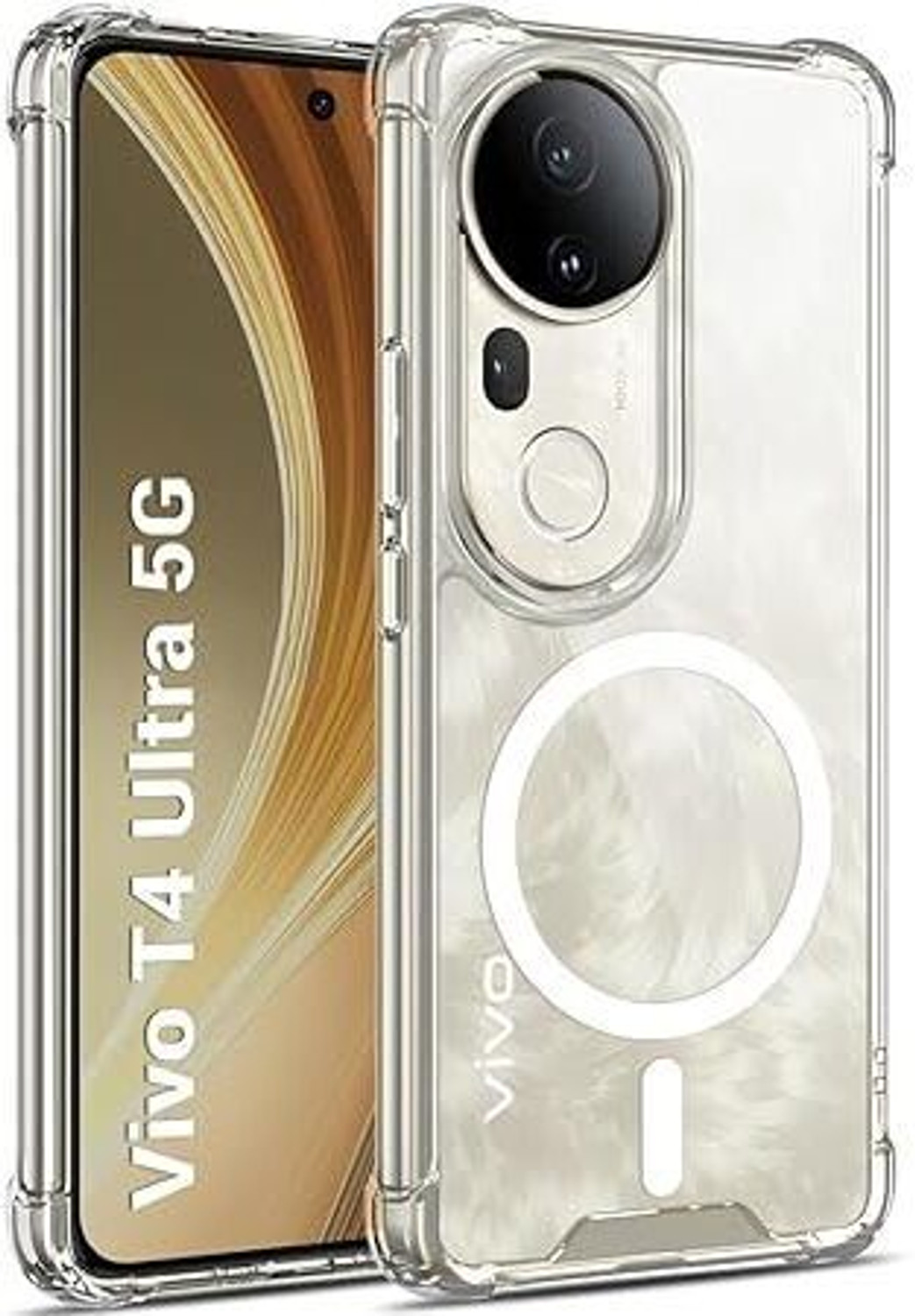 Image of DRYLBEET Back Cover for VIVO T4 Ultra, Magnetic Transparent Case, Crystal Clear Case, Anti Yellow case (Transparent, Magsafe, Thermoplastic Polyurethane)