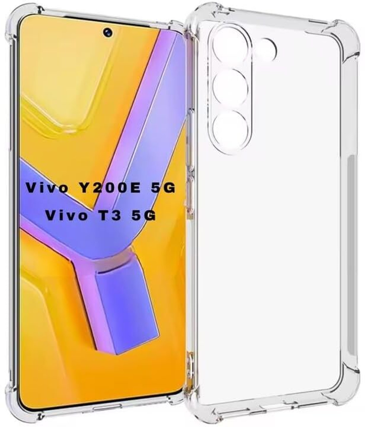 Image of Wellchoice Back Cover for vivo Y200e 5G (Transparent, Grip Case, Rubber, Pack of: 1)