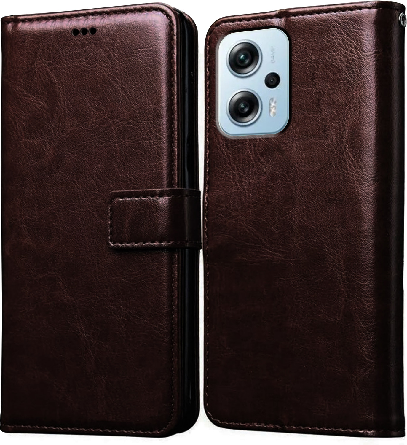 Image of SESS XUSIVE Flip Cover for Mi Redmi K50i 5G Designer Button Magnet Closure - Button Blue (Blue, Dual Protection, Leather)