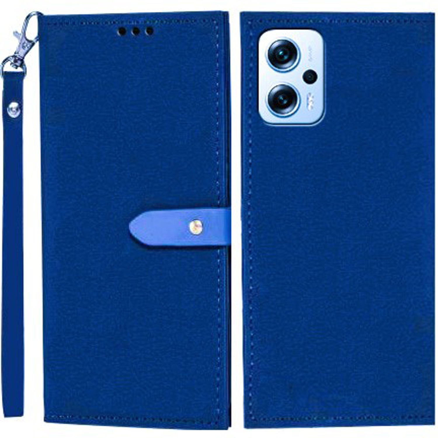 Image of SESS XUSIVE Flip Cover for Mi Redmi K50i 5G Designer Button Magnet Closure - Button Blue (Blue, Dual Protection, Leather)