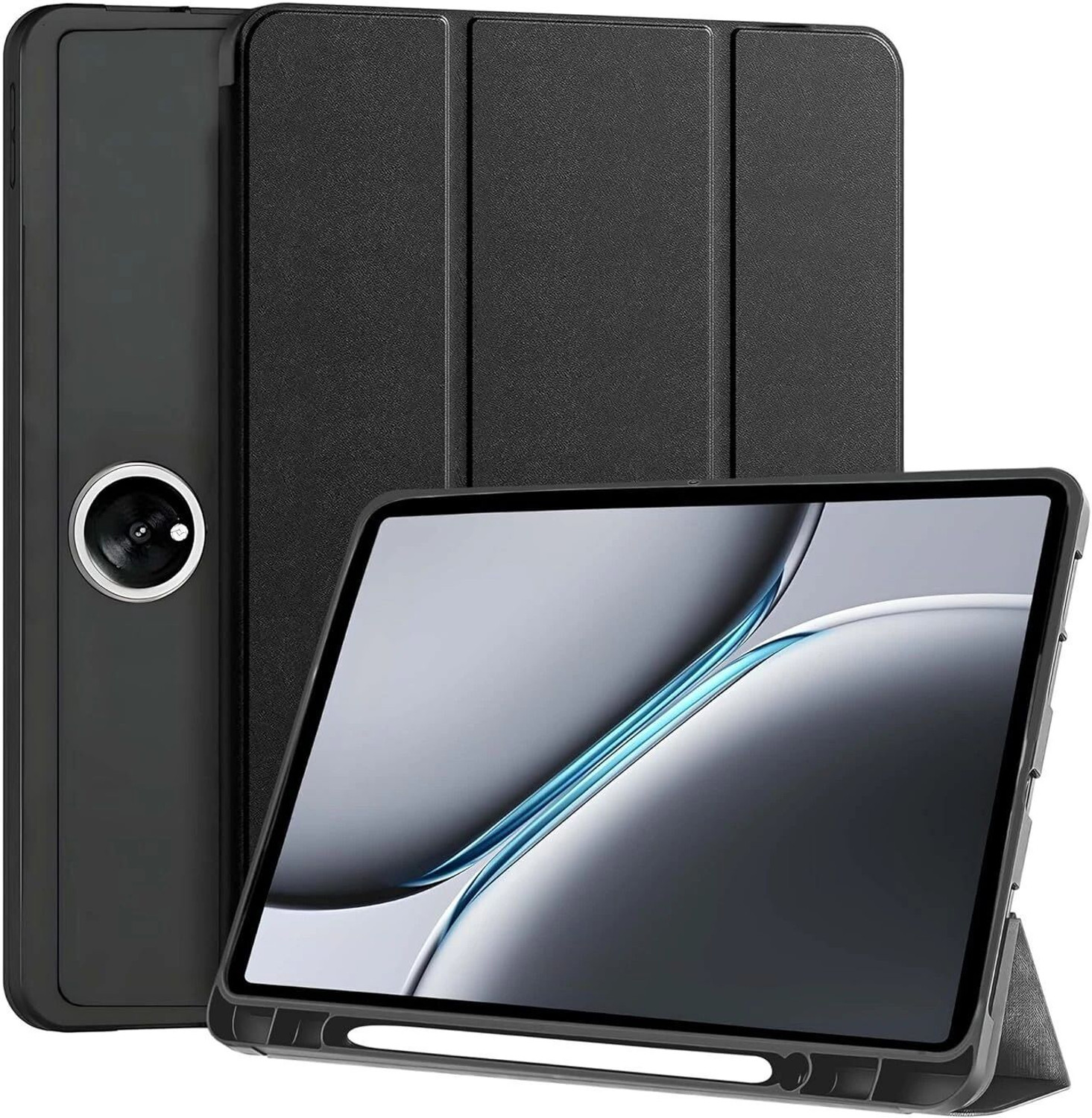 Image of COVERHUB Flip Cover for Oppo Pad Air 10.36 inch (Stylus Holder) (Black, Shock Proof, Rubber, Pack of: 1)