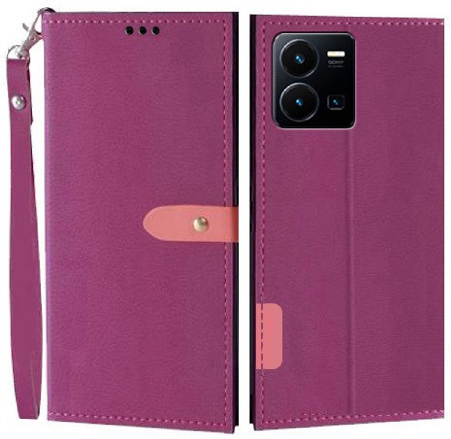 Image of COVERLY Flip Cover for Vivo Y35 (Brown, Magnetic Case, Leather, Pack of: 1)