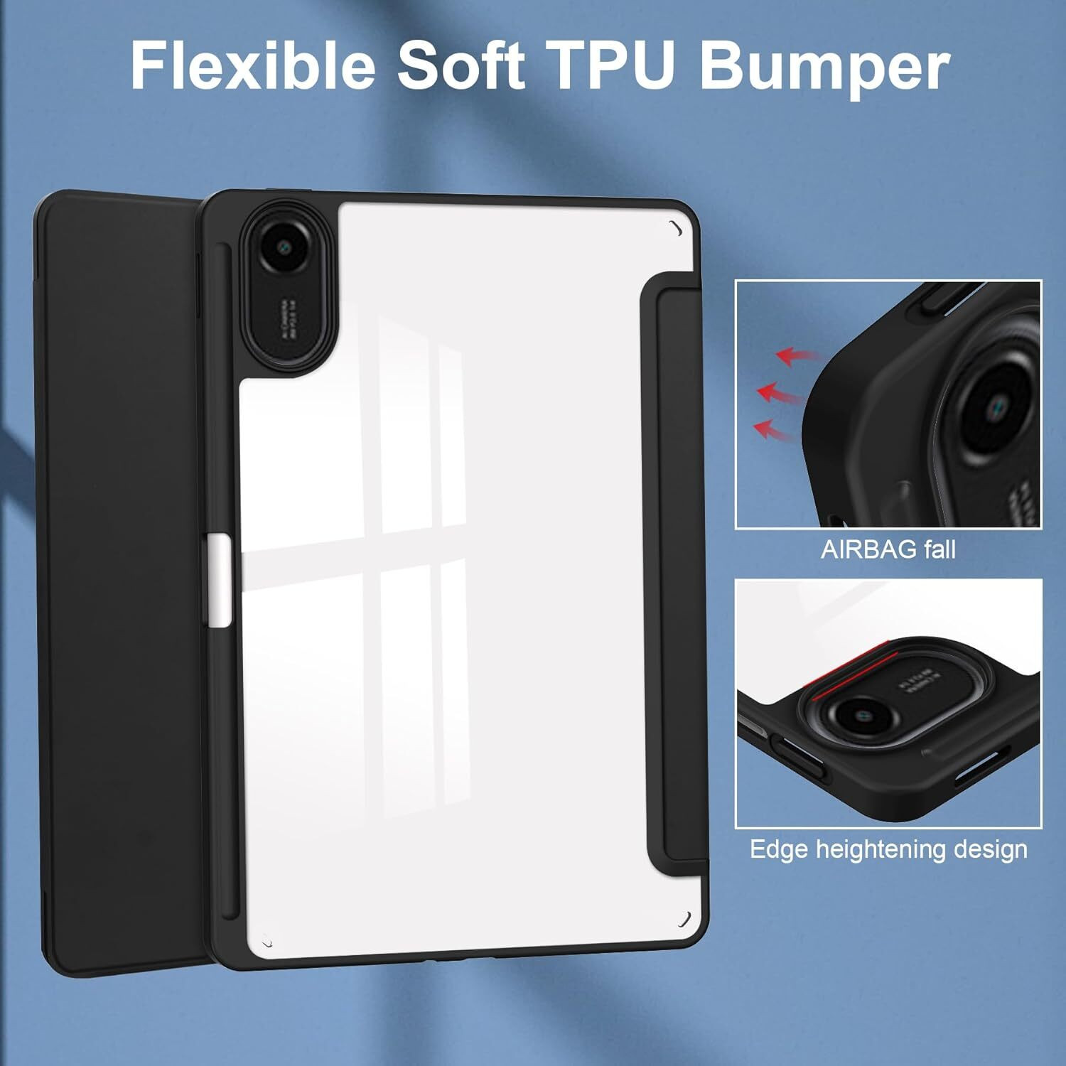 Image of AGEIS Flip Cover for Xiaomi Redmi Pad 2 11 inches (Stylus Holder) (Black, Shock Proof, Rubber, Artificial Leather, Pack of: 1)
