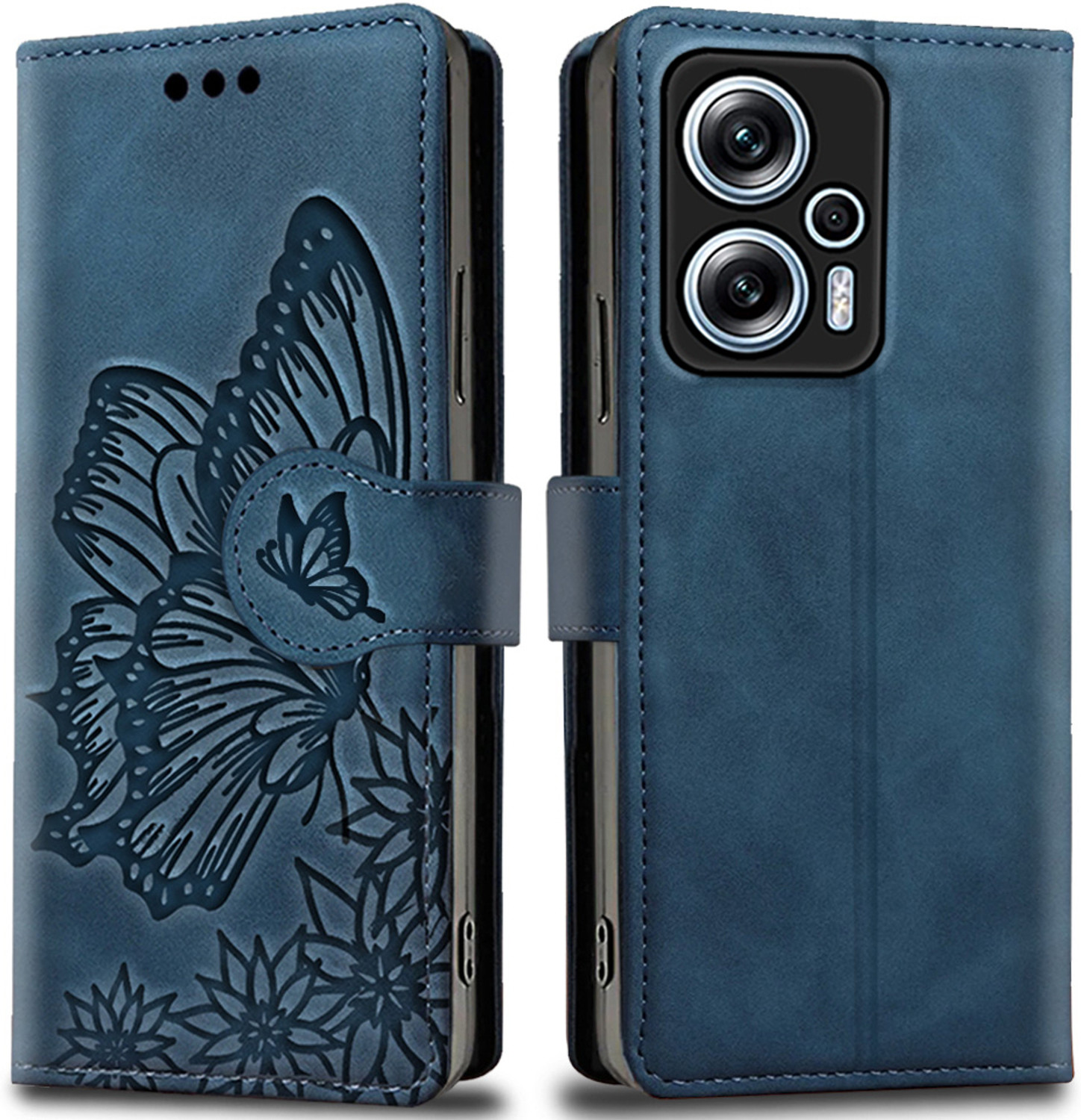 Image of SESS XUSIVE Flip Cover for Mi Redmi K50i 5G Designer Button Magnet Closure - Button Blue (Blue, Dual Protection, Leather)