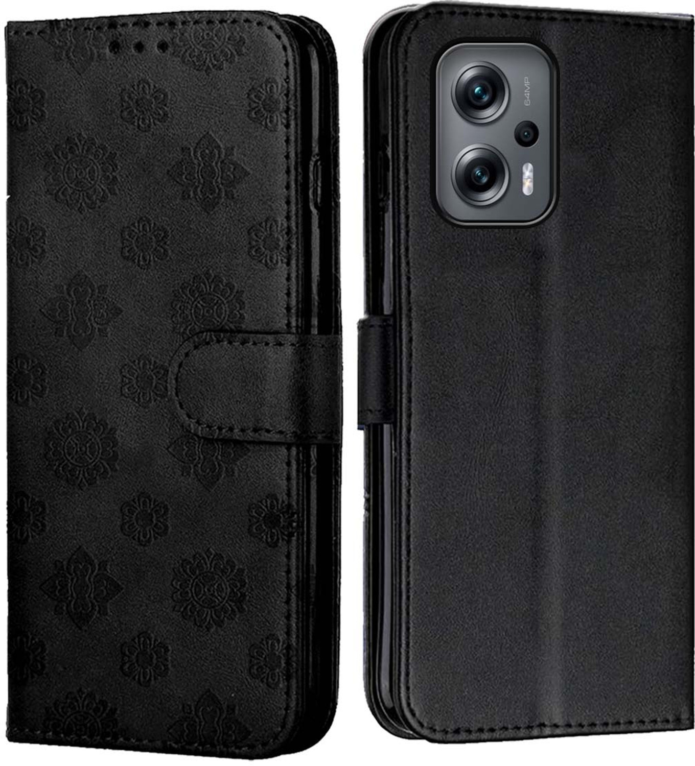 Image of SESS XUSIVE Flip Cover for Mi Redmi K50i 5G Designer Button Magnet Closure - Button Blue (Blue, Dual Protection, Leather)