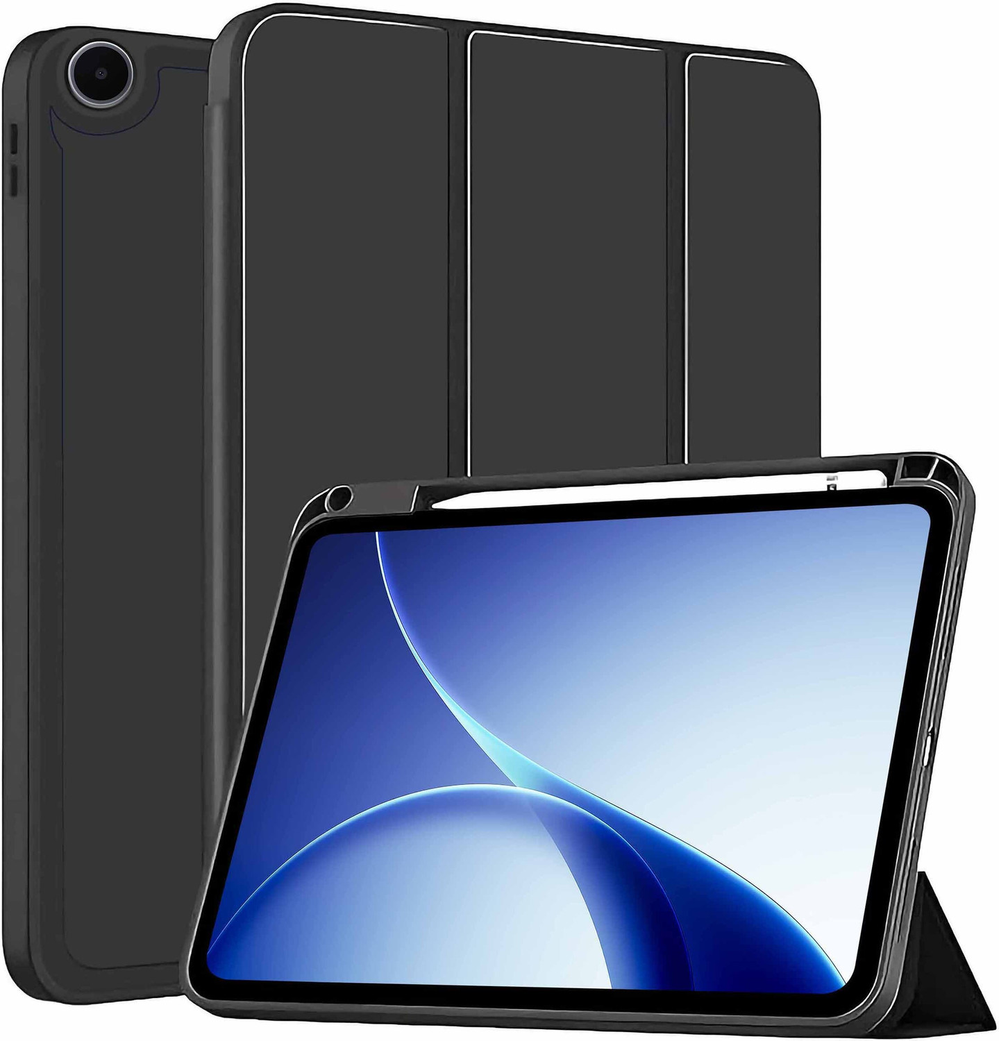 Image of COVERHUB Flip Cover for Oppo Pad Air 10.36 inch (Stylus Holder) (Black, Shock Proof, Rubber, Pack of: 1)
