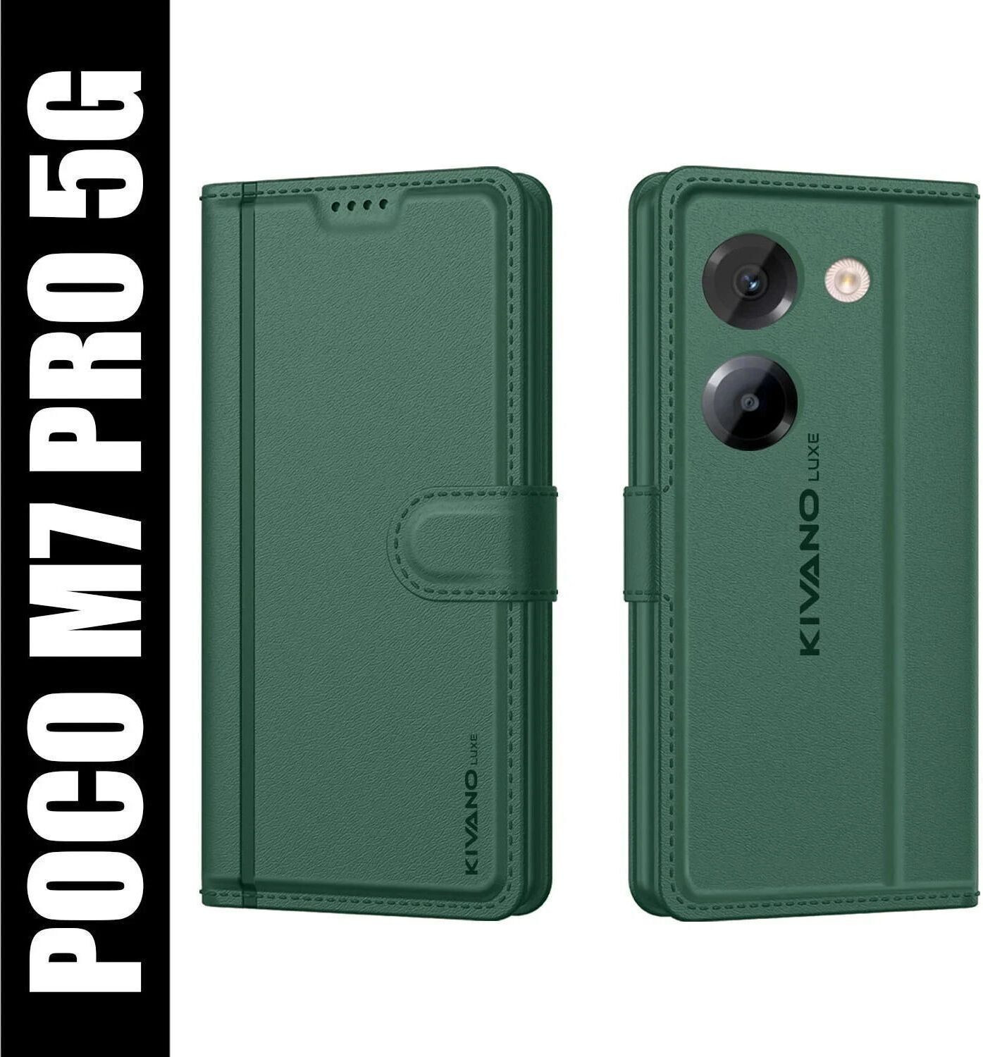 Image of HLOFLY Flip Cover for POCO M7 Pro 5G (Brown, Card Holder, Artificial Leather, Pack of: 1)