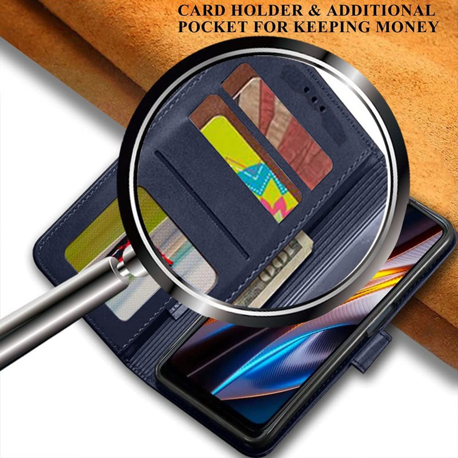 Image of SESS XUSIVE Flip Cover for Mi Redmi K50i 5G Designer Button Magnet Closure - Button Blue (Blue, Dual Protection, Leather)