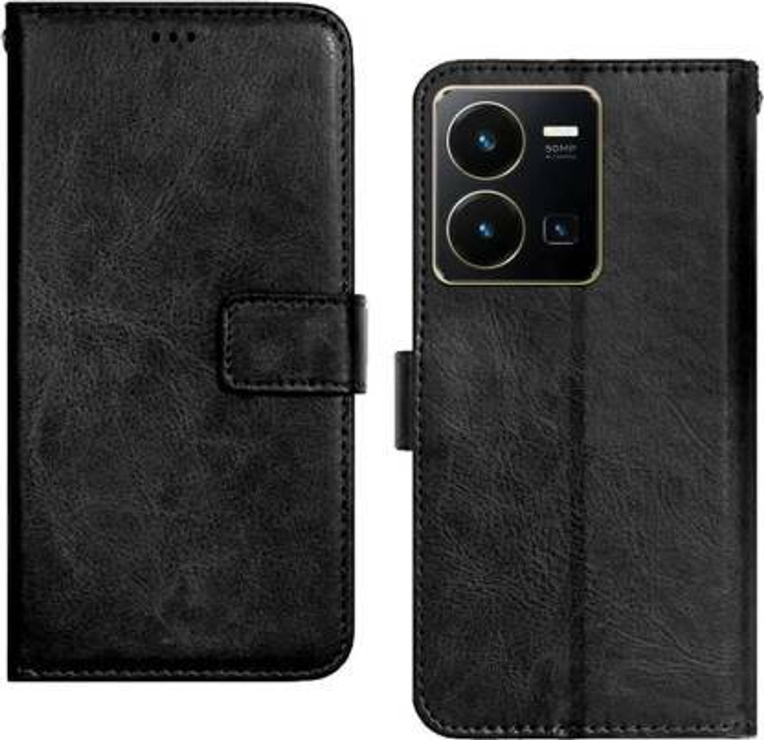 Image of COVERLY Flip Cover for Vivo Y35 (Brown, Magnetic Case, Leather, Pack of: 1)