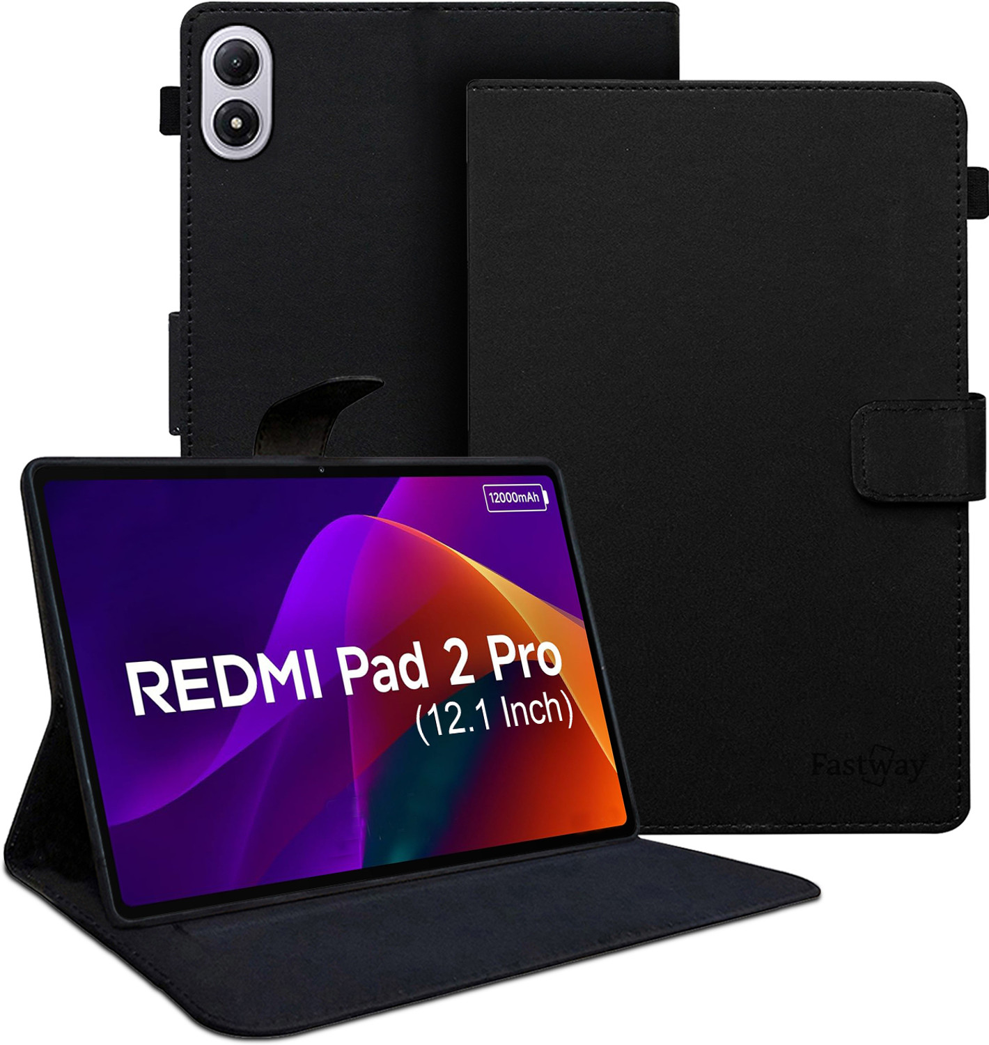 Image of AGEIS Flip Cover for Xiaomi Redmi Pad 2 11 inches (Stylus Holder) (Black, Shock Proof, Rubber, Artificial Leather, Pack of: 1)