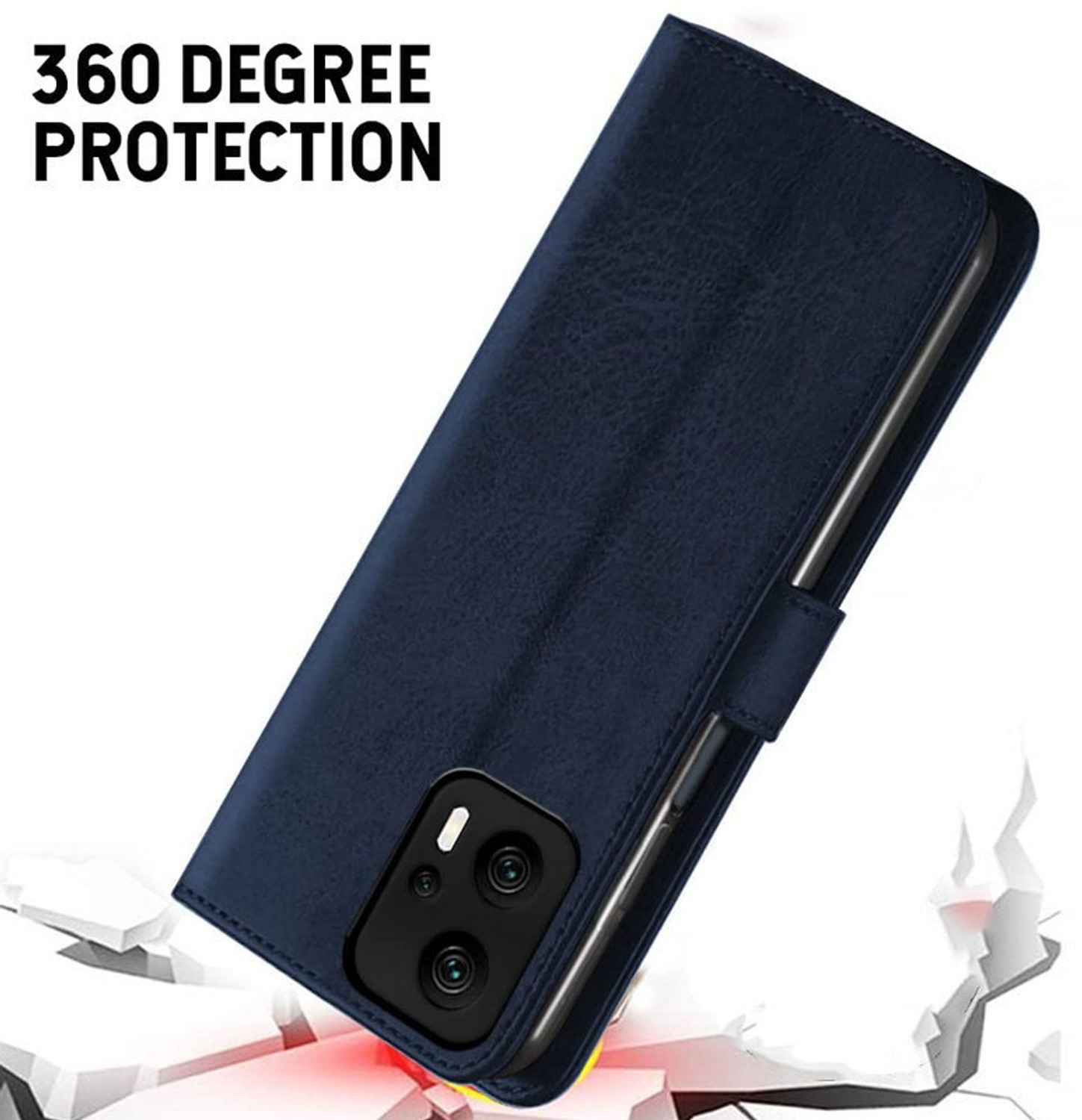 Image of SESS XUSIVE Flip Cover for Mi Redmi K50i 5G Designer Button Magnet Closure - Button Blue (Blue, Dual Protection, Leather)