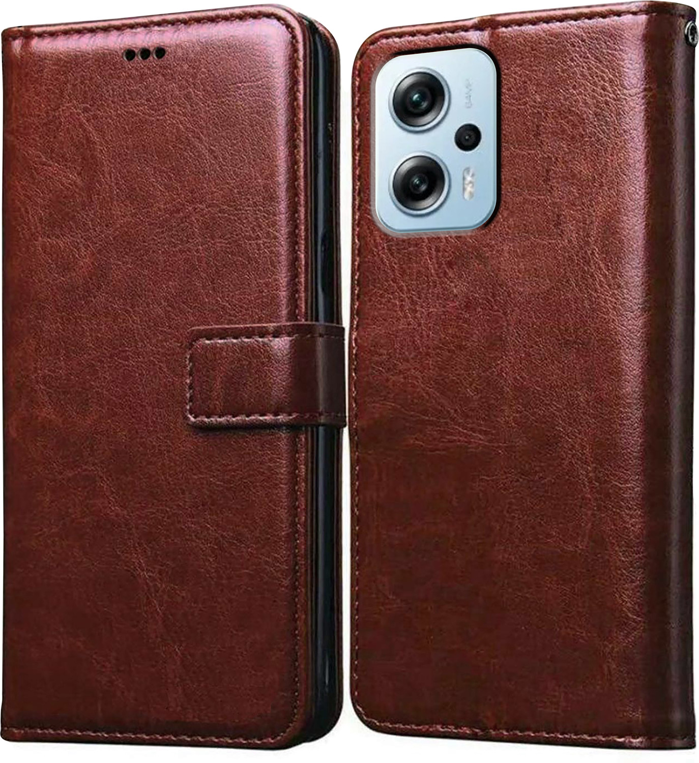 Image of SESS XUSIVE Flip Cover for Mi Redmi K50i 5G Designer Button Magnet Closure - Button Blue (Blue, Dual Protection, Leather)