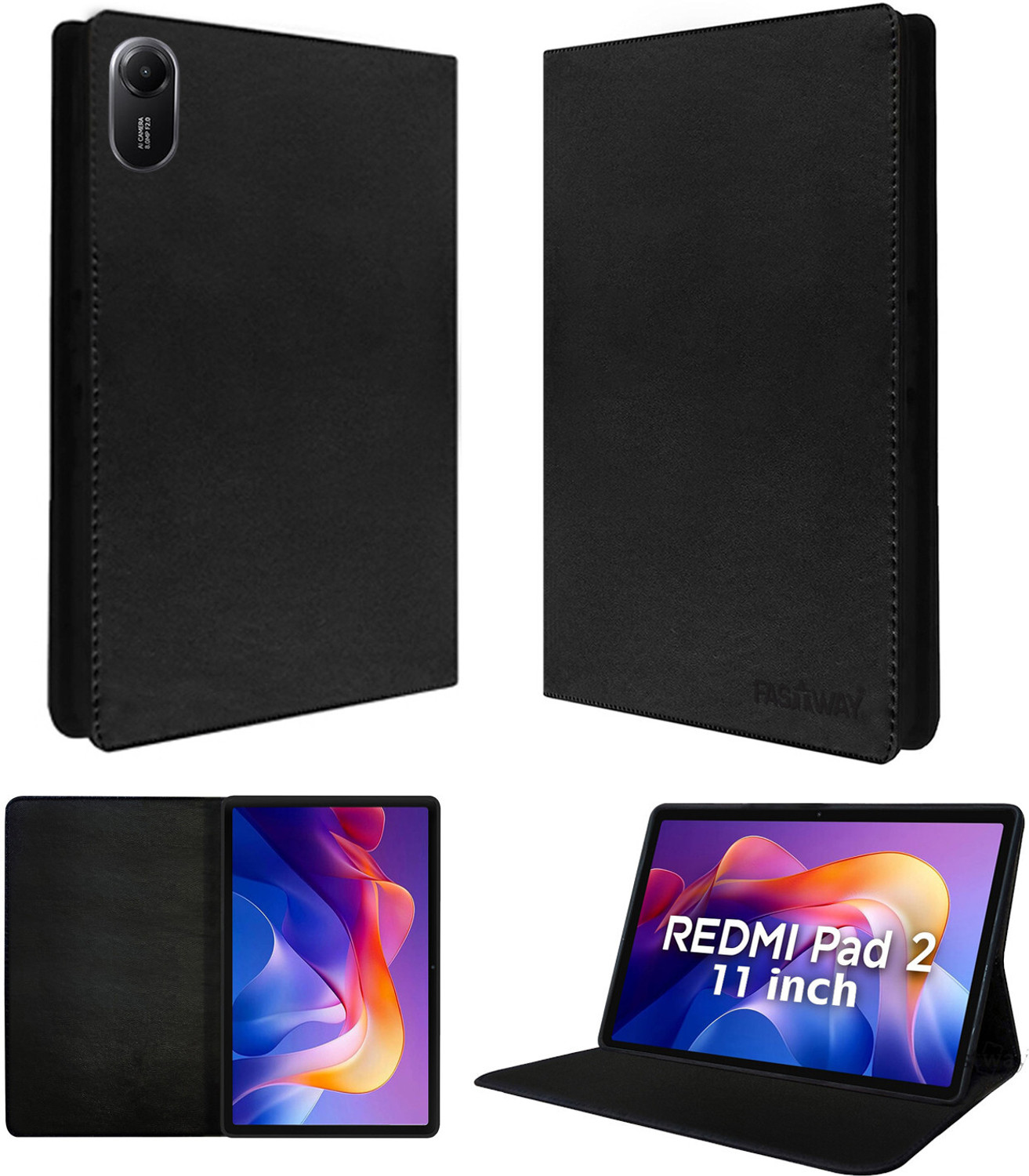 Image of AGEIS Flip Cover for Xiaomi Redmi Pad 2 11 inches (Stylus Holder) (Black, Shock Proof, Rubber, Artificial Leather, Pack of: 1)