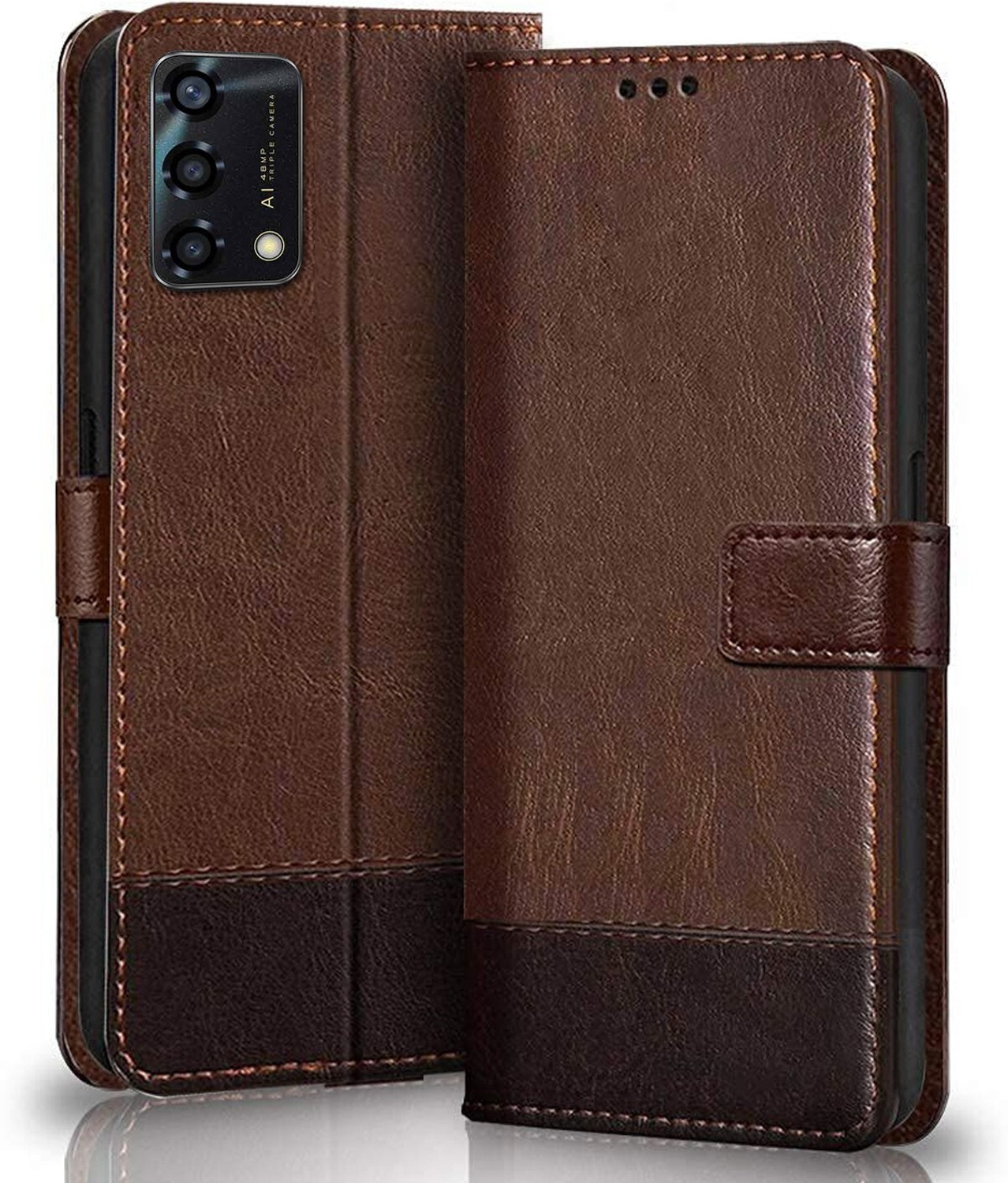 Winkel Flip Cover for OPPO F19s (Brown) - Image 1