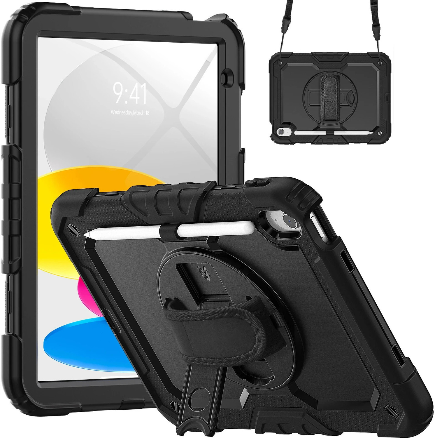 Image of HITFIT Back Cover for Apple iPad Air 10.9 inch (2020) 4th Geeneration (Black, Rugged Armor, Pack of: 1)