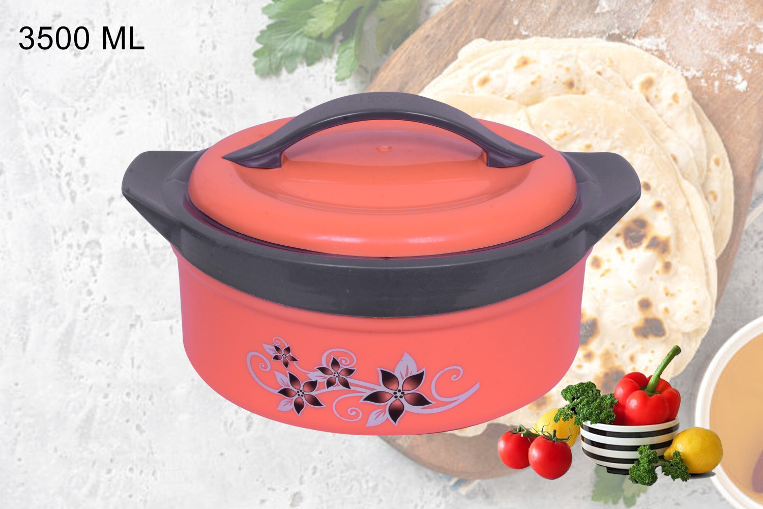 Image of Raghunandan Printed Casserole with Lid for Roti /Chapati || Hot Pot for Hot Meal /Curry Thermoware Casserole (2500 ml)