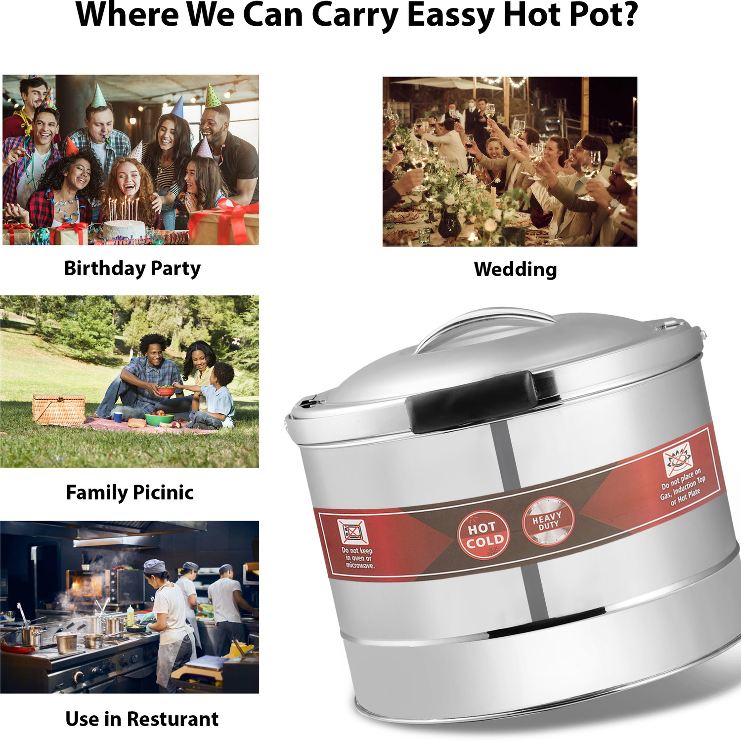 Image of Home-pro Hot Case Stainless Steel 2.5 L Insulated Casserole Elegant & Durable Container Serve Casserole (2500 ml)